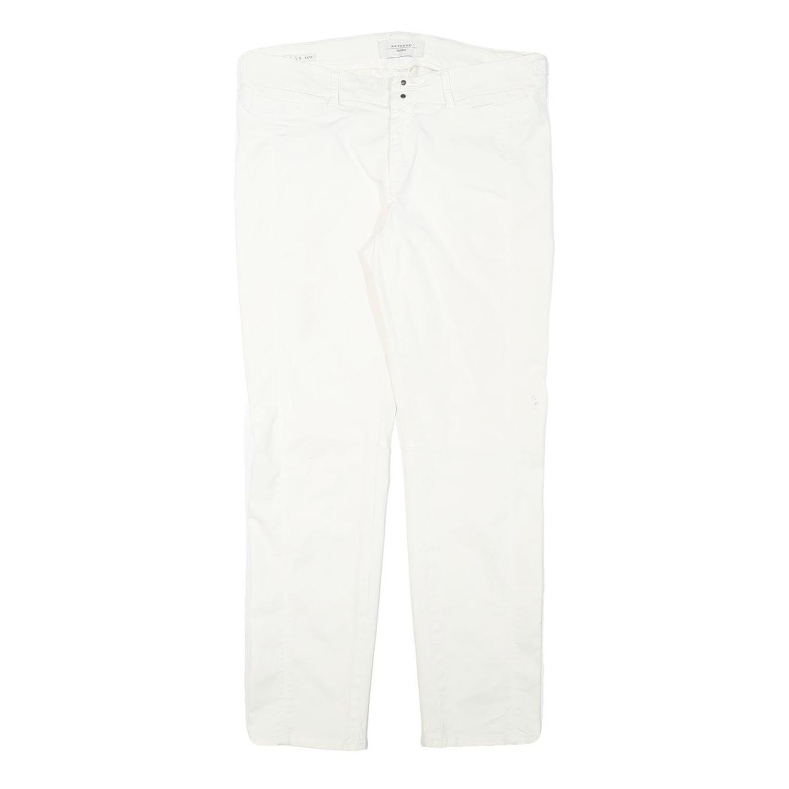 WEEKEND MAX MARA Womens Cotton Blend White Slim Tapered Trousers W32 L27 Stylish Refurbished - N/A refurbished available on Cerqular