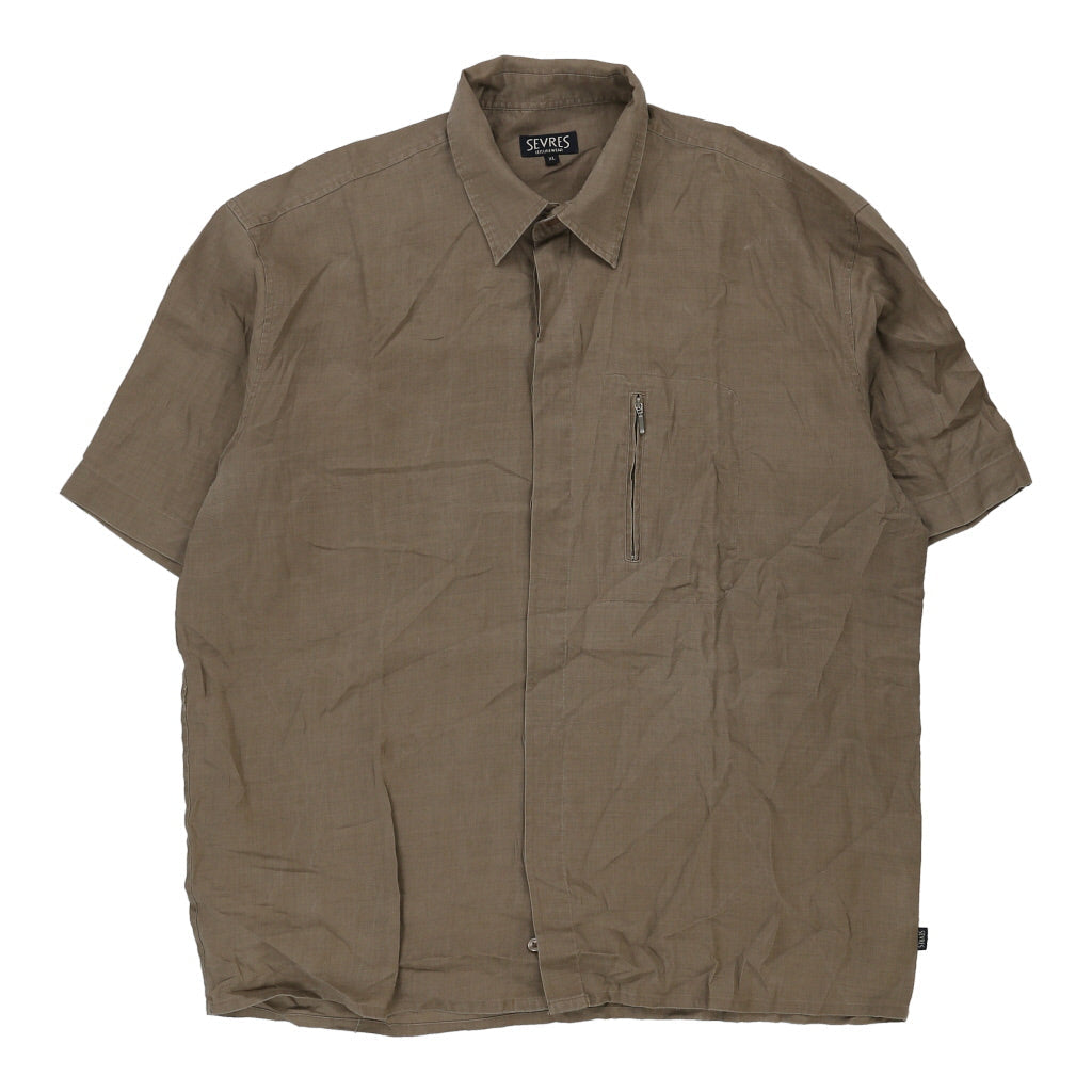 Sevres Short Sleeve Shirt - XL Brown Cotton Refurbished - Thrifted (note: this is a term often used to describe second- refurbished available on Cerqular