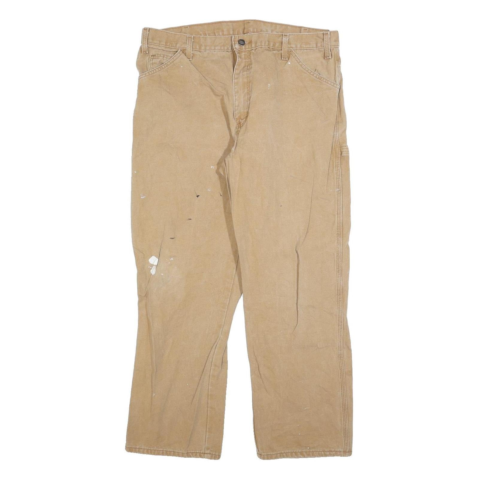 DICKIES Mens Relaxed Beige Denim Casual W38 L30 Paint Splatter Workwear Jeans Refurbished - N/A refurbished available on Cerqular