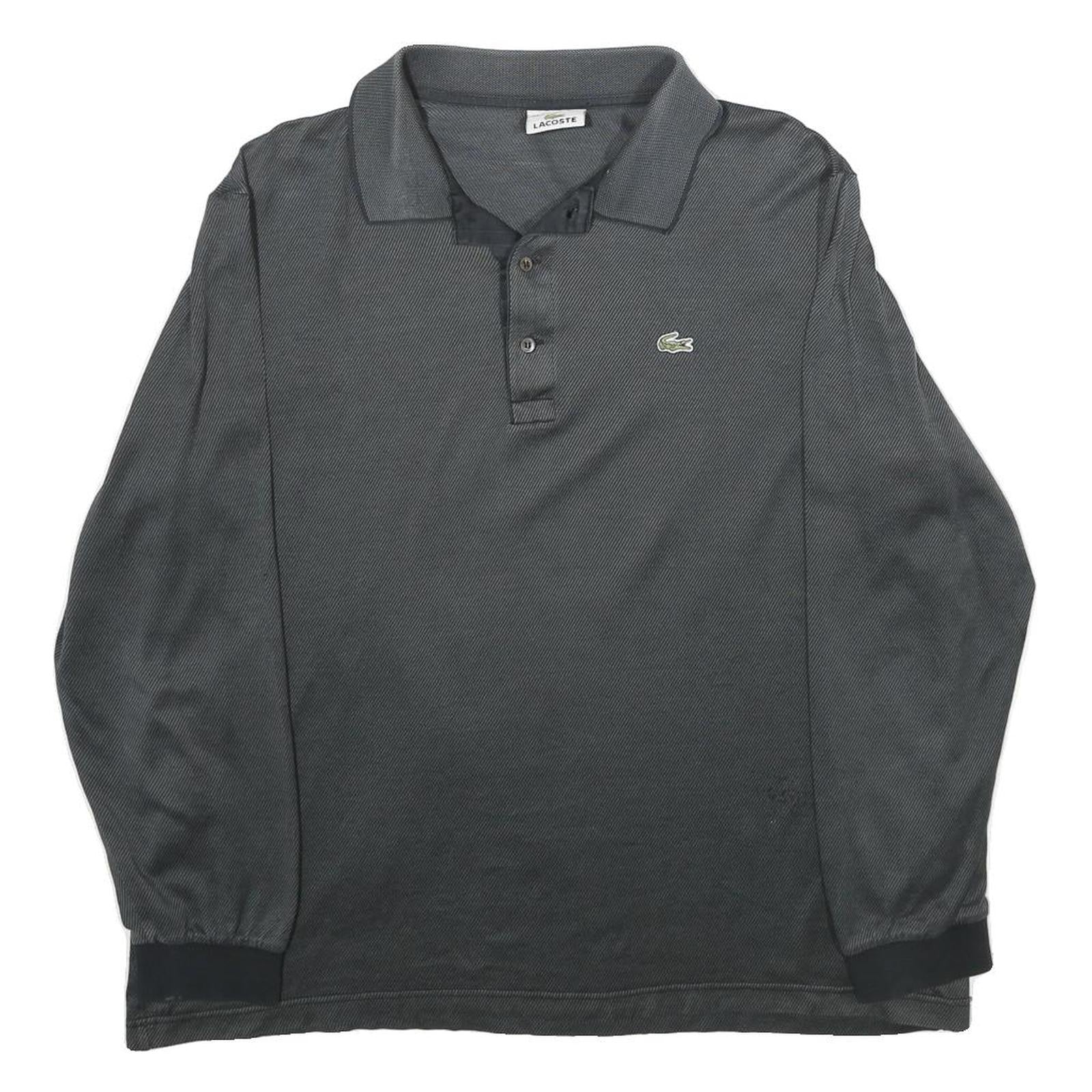 LACOSTE Mens Black Long Sleeve Plain Polo Shirt L Cotton Classic Refurbished - N/A refurbished available on Cerqular