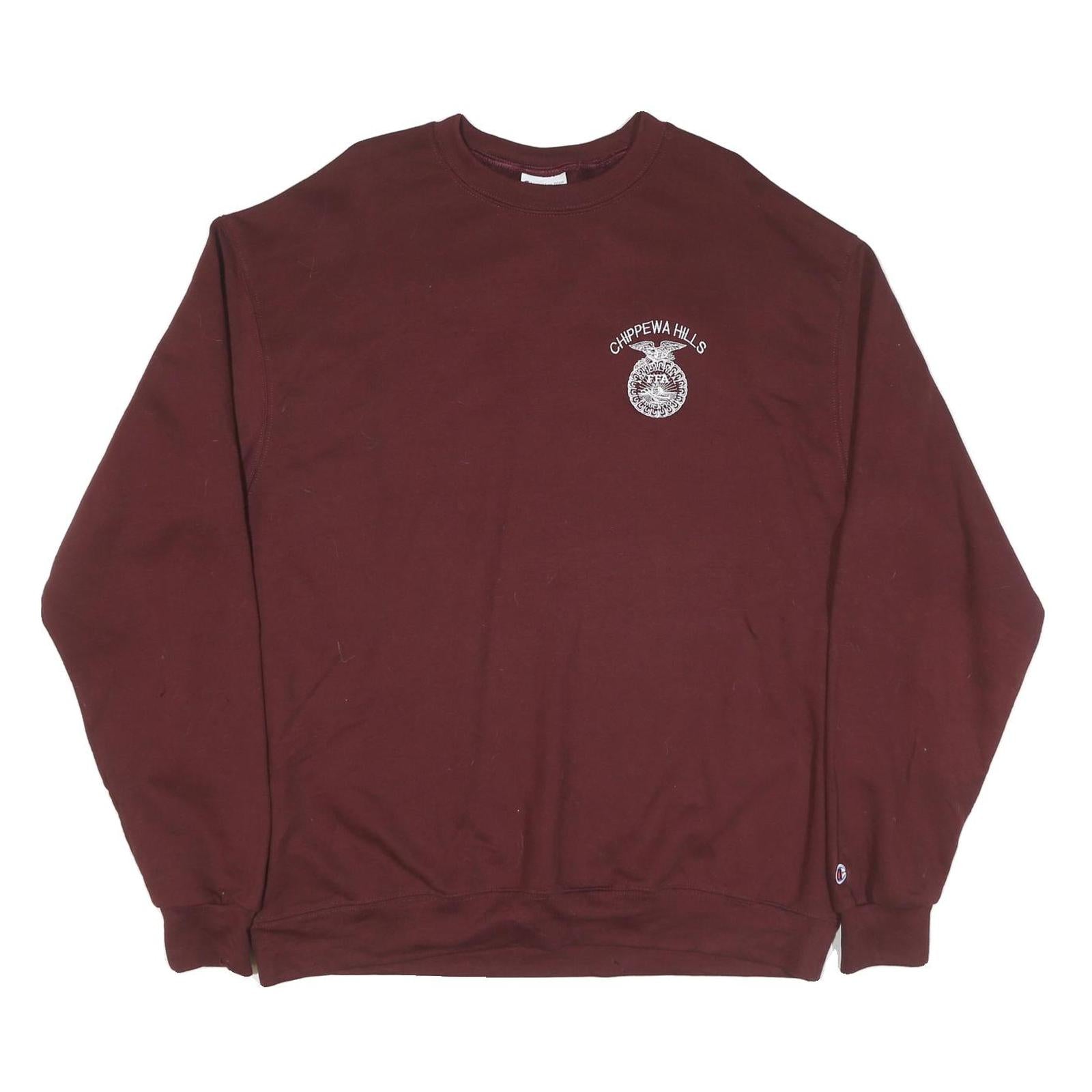 CHAMPION Mens Maroon Chippewa Hills Print Crew Neck XL Cotton Blend Sweatshirt Refurbished - N/A refurbished available on Cerqular