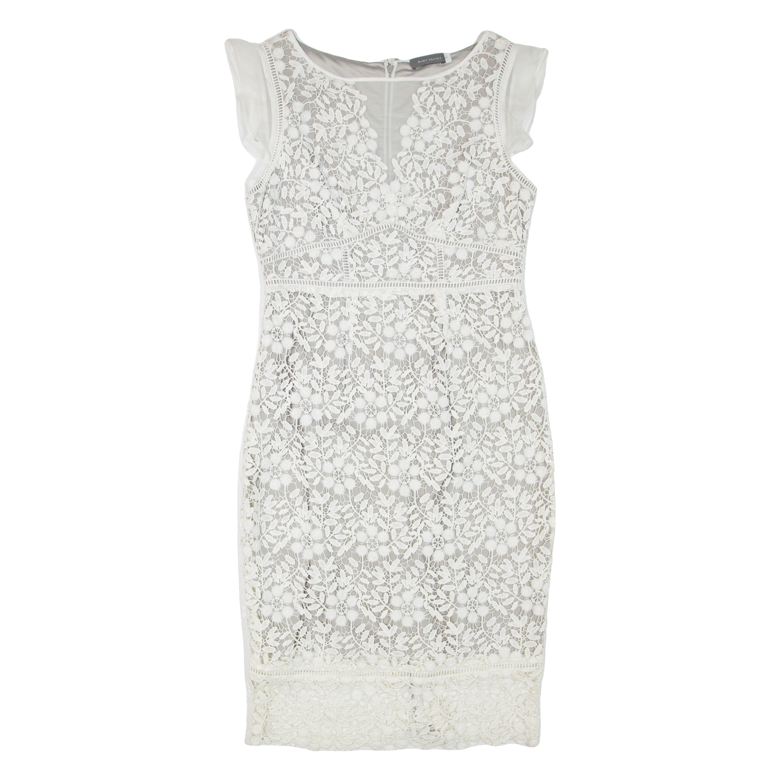 MINT VELVET Womens Pencil Dress White Sleeveless Knee Length M Refurbished - N/A refurbished available on Cerqular