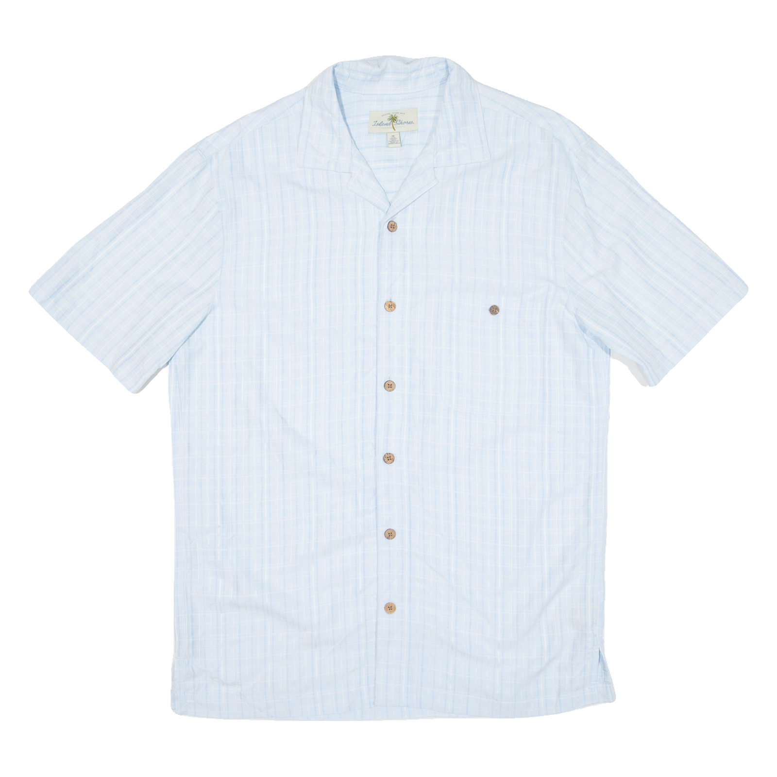 ISLAND SHORES Mens Shirt Blue Check M Refurbished - N/A refurbished available on Cerqular