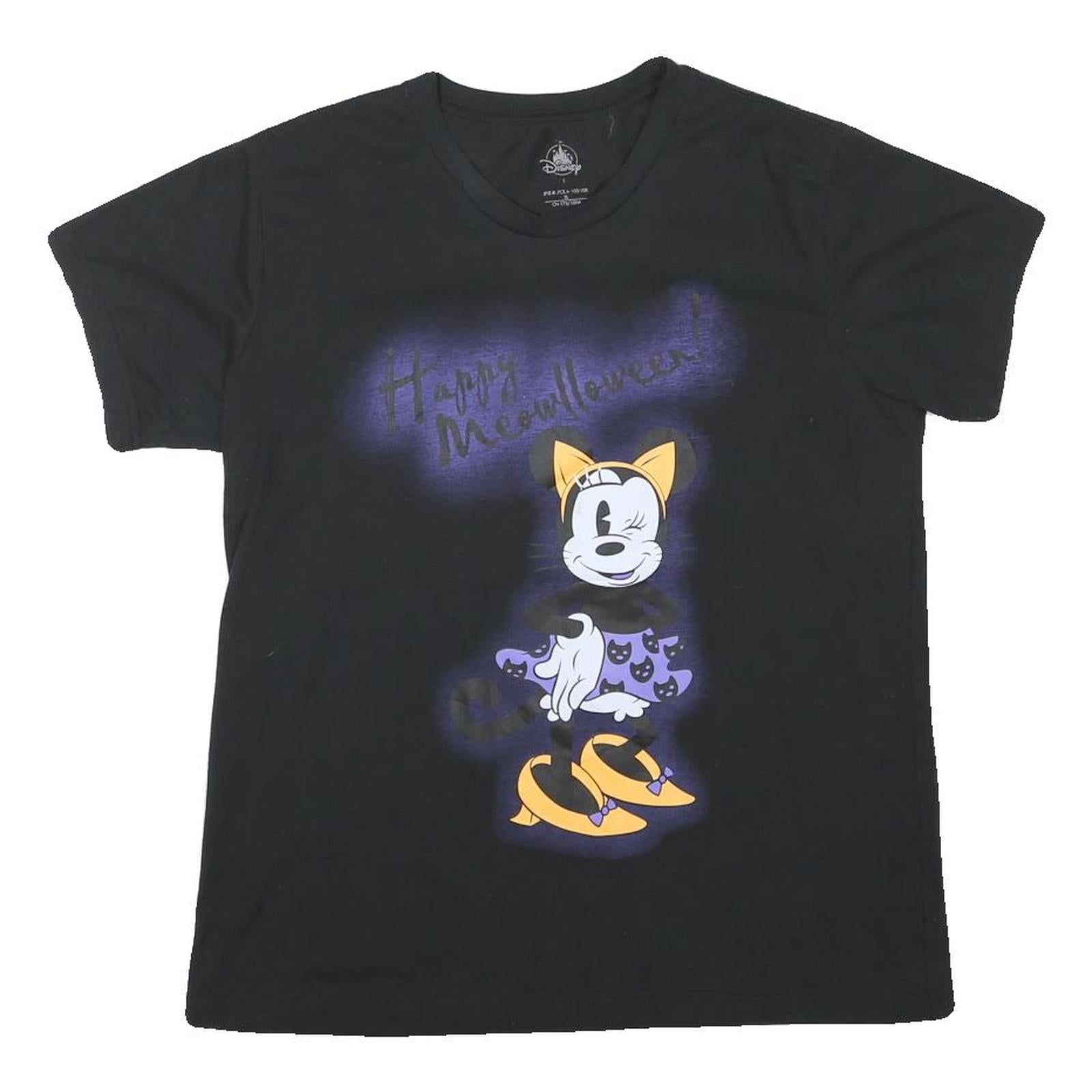 DISNEY Womens Black Happy Meowlloween Graphic T-Shirt L Short Sleeve Crew Neck Refurbished - N/A refurbished available on Cerqular