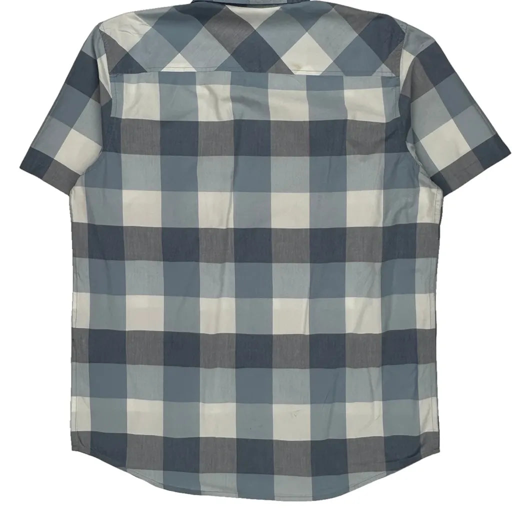Oakley Checked Short Sleeve Shirt - Large Blue Cotton Refurbished - Thrifted (note: this is a term often used to describe second- refurbished available on Cerqular