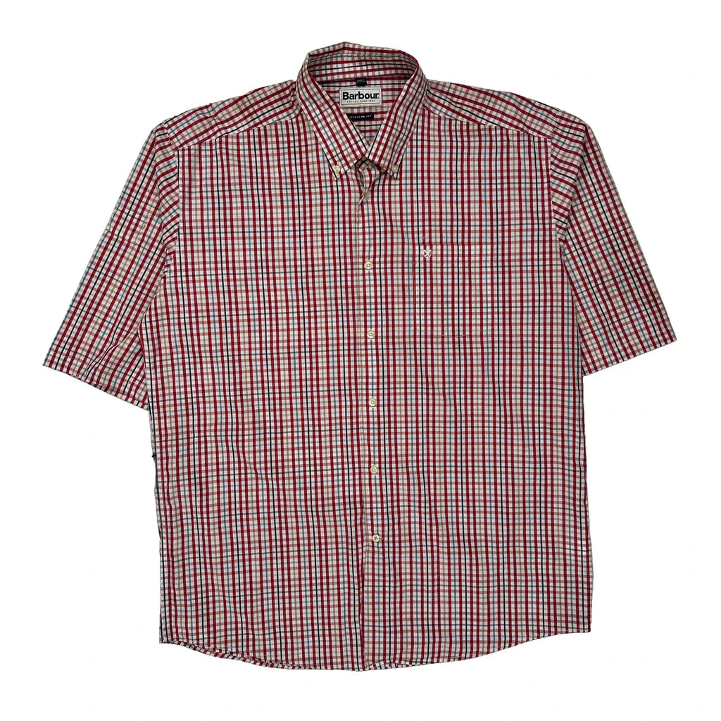 Barbour Short Sleeve Shirt - XL White Cotton Refurbished - Thrifted (note: this is a term often used to describe second- refurbished available on Cerqular