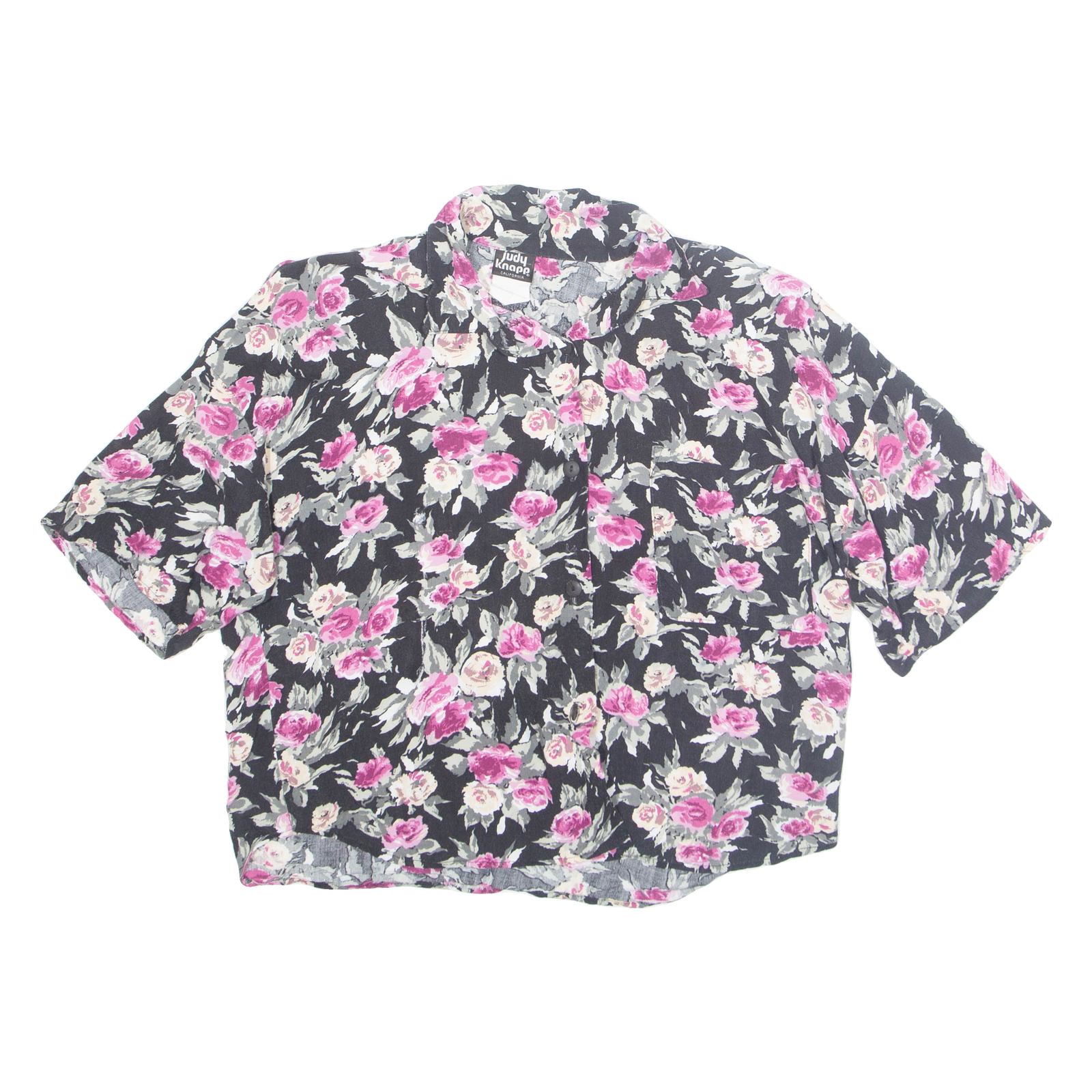 JUDY KNAPP Womens Printed Blouse Black Collared Floral M Refurbished - N/A refurbished available on Cerqular