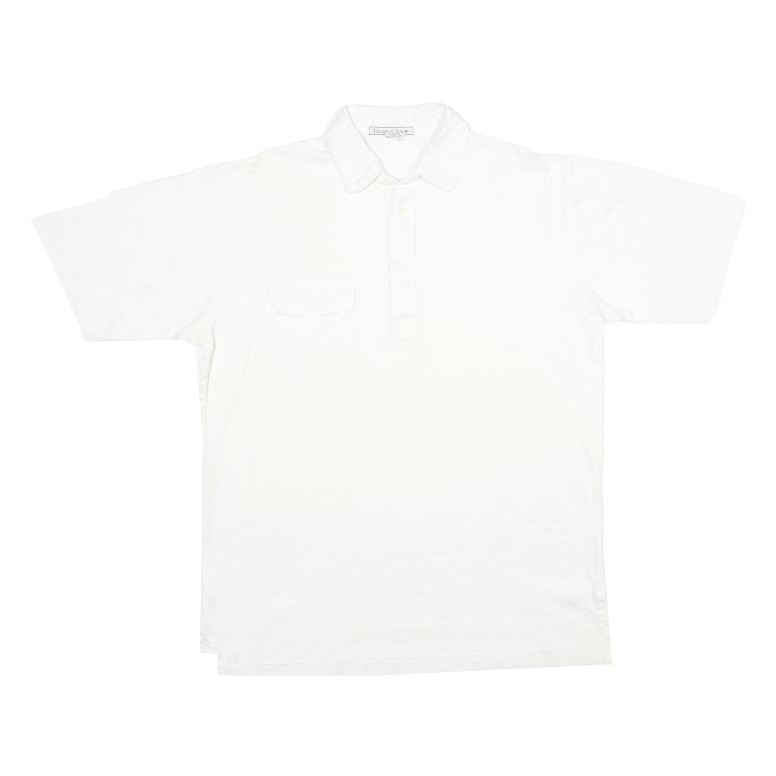 IZOD Mens White Short Sleeve Plain Polo Shirt L Cotton Casual Classic Refurbished - N/A refurbished available on Cerqular