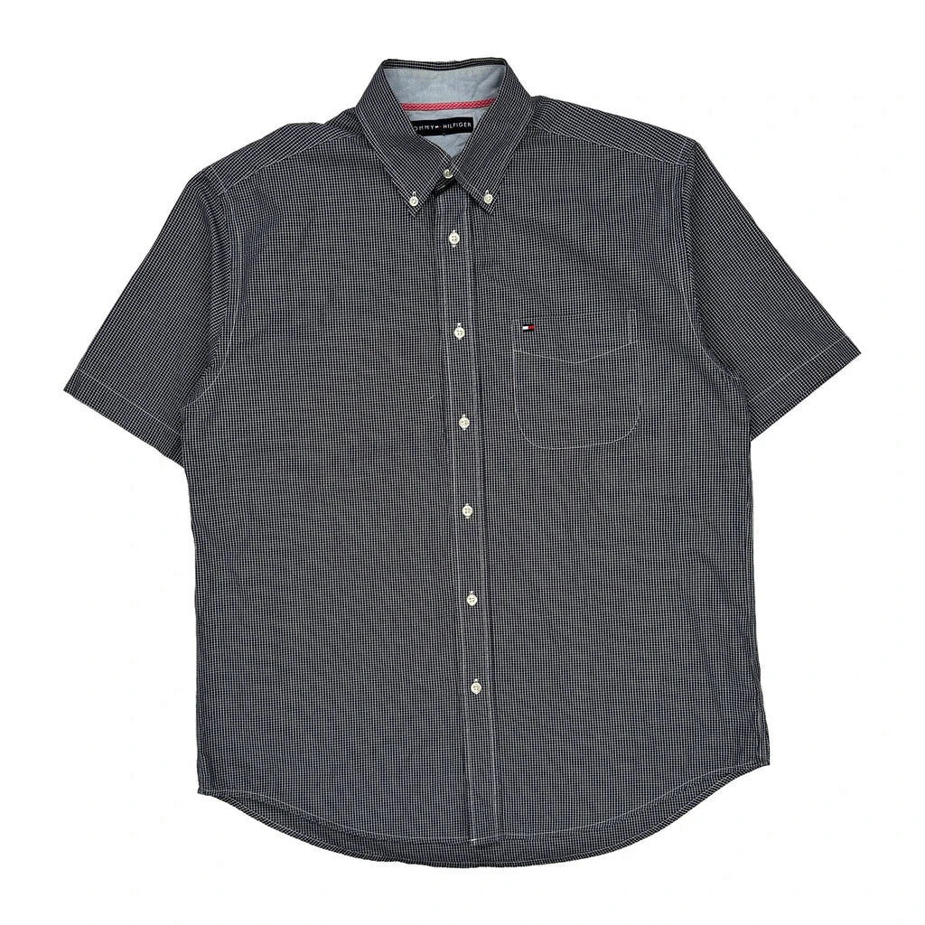 Tommy Hilfiger Short Sleeve Shirt - XL Grey Cotton Refurbished - Thrifted (note: this is a term often used to describe second- refurbished available on Cerqular