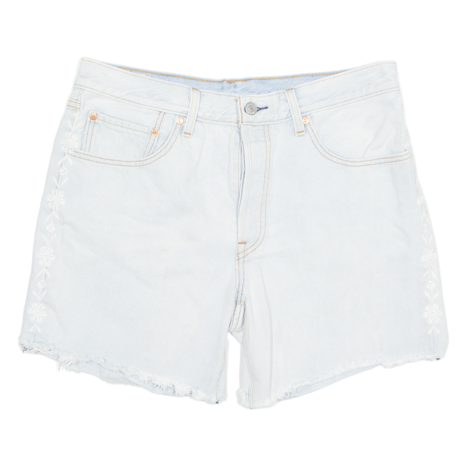 LEVI'S Embroidered Cut Off 501 Big E Womens Denim Shorts Blue M W33 Refurbished - N/A refurbished available on Cerqular