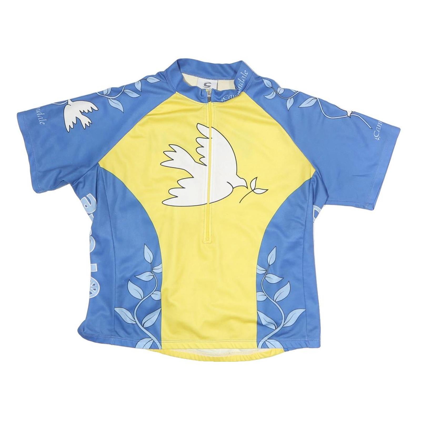 CANNONDALE Womens Blue & Yellow Peace Graphic Modern T-Shirt M Short Sleeve Half Refurbished - N/A refurbished available on Cerqular