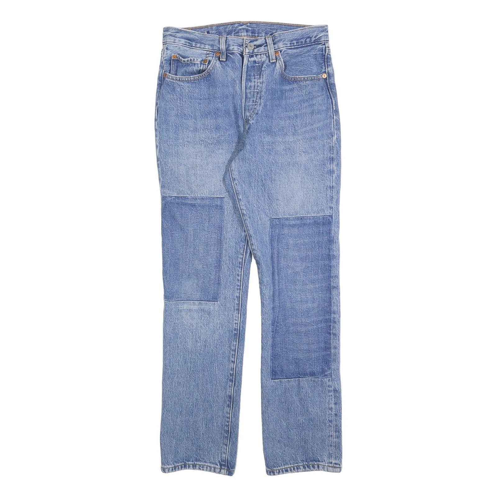 LEVI'S 501 Womens Jeans Blue Regular Straight Denim Medium W27 L30 Patchwork Refurbished - N/A refurbished available on Cerqular