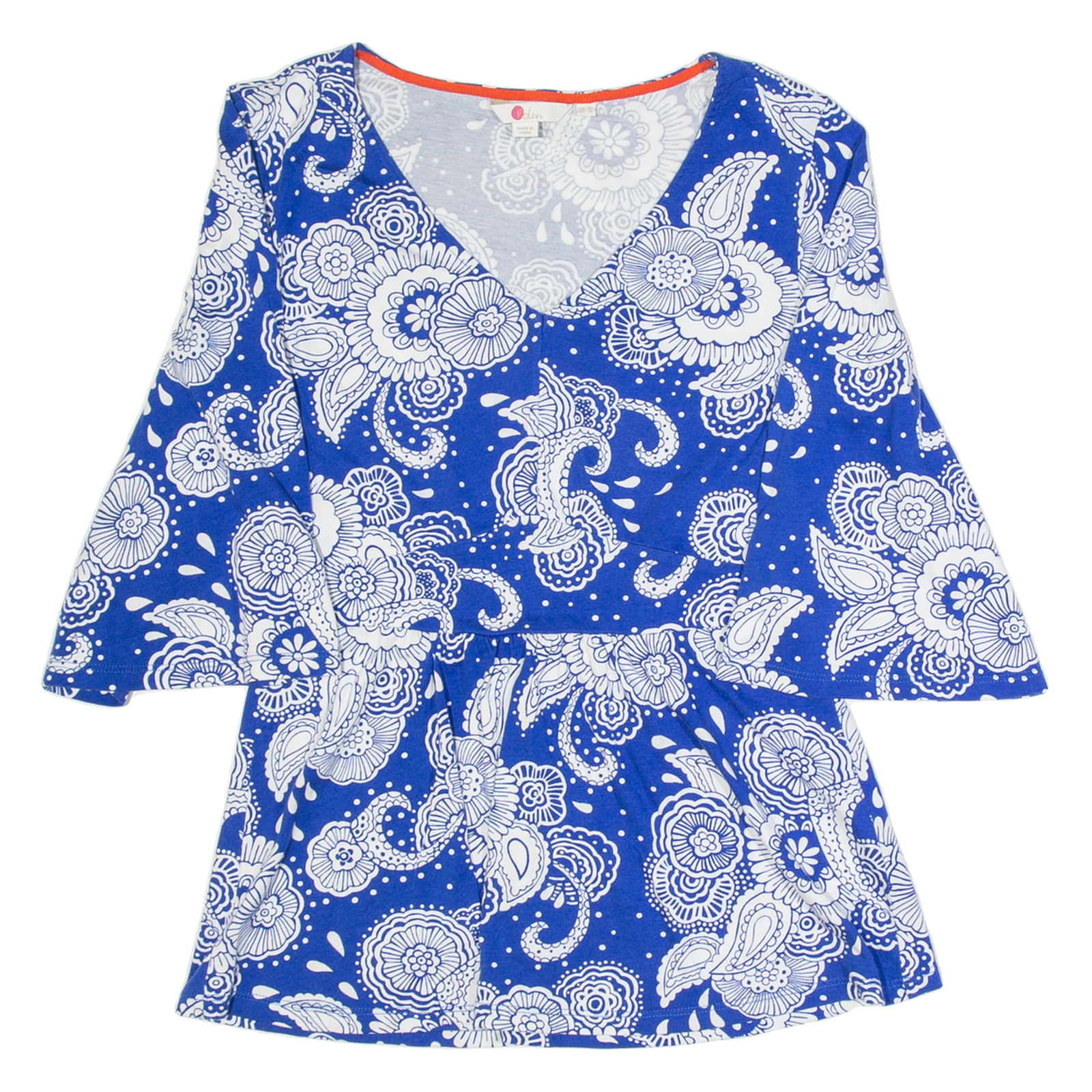 Buy BODEN Flare Sleeve Womens Printed Top Blue V-Neck Crazy Pattern UK 10 Refurbished - $23.39 BODEN Flare Sleeve Womens Printed Top Blue V-Neck Crazy Pattern UK 10 Refurbished - N/A refurbished available on Cerqular