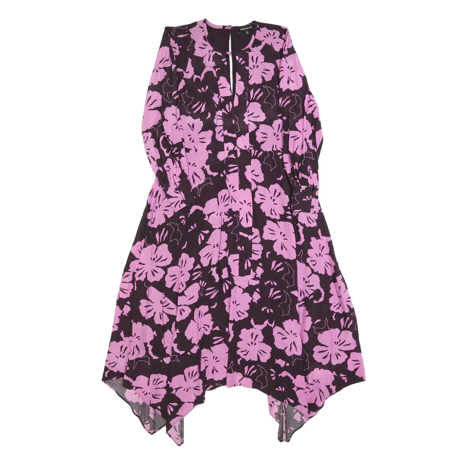 WHISTLES Womens Purple & Pink Floral A-Line Woven Dress Long Sleeve Midi UK 8 Refurbished - N/A refurbished available on Cerqular
