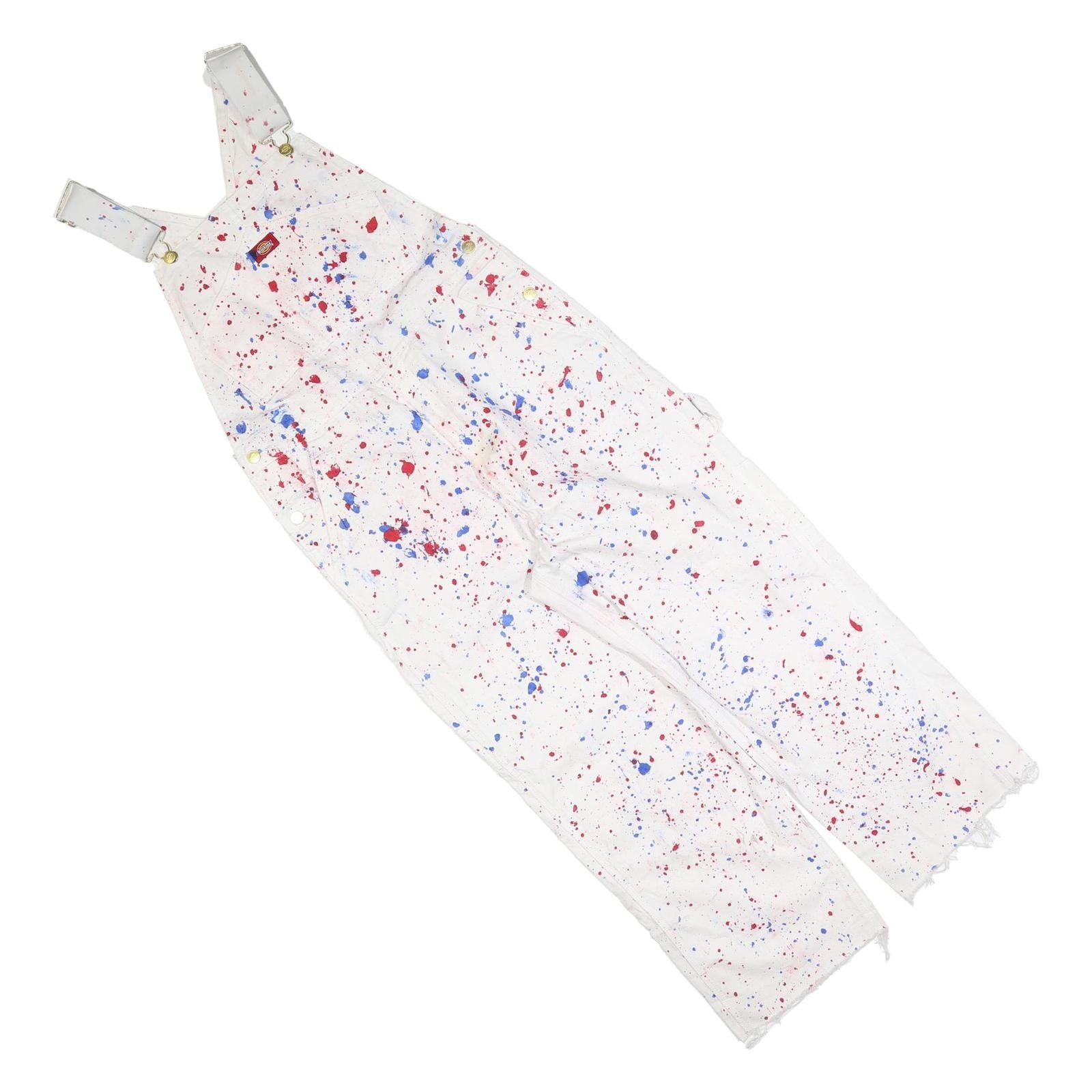 DICKIES Mens White Cotton Blend Paint Splatter Dungarees Loose Fit M W32 L25 Refurbished - N/A refurbished available on Cerqular