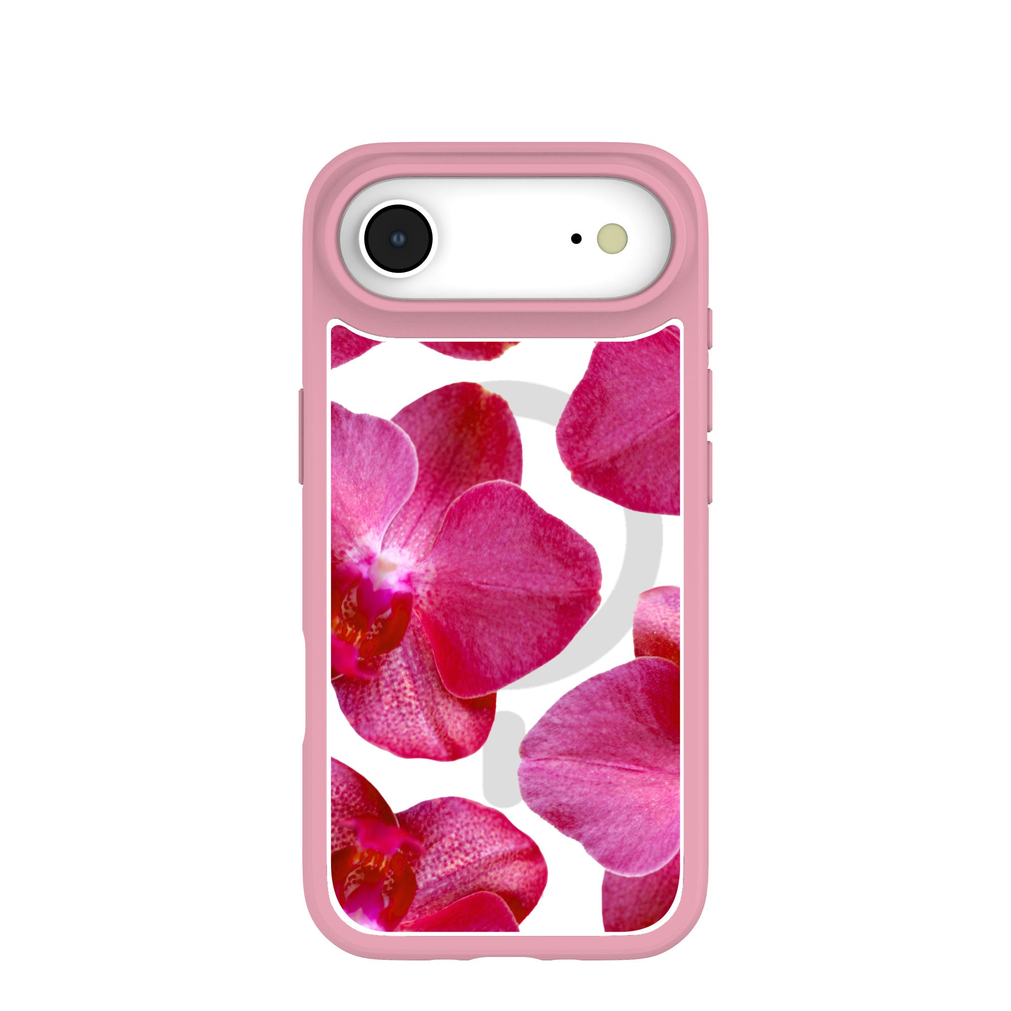 Clear Pink Orchids iPhone Air Case With Petal Pink Ridge (MagSafe included) Refurbished - Pela Case refurbished available on Cerqular