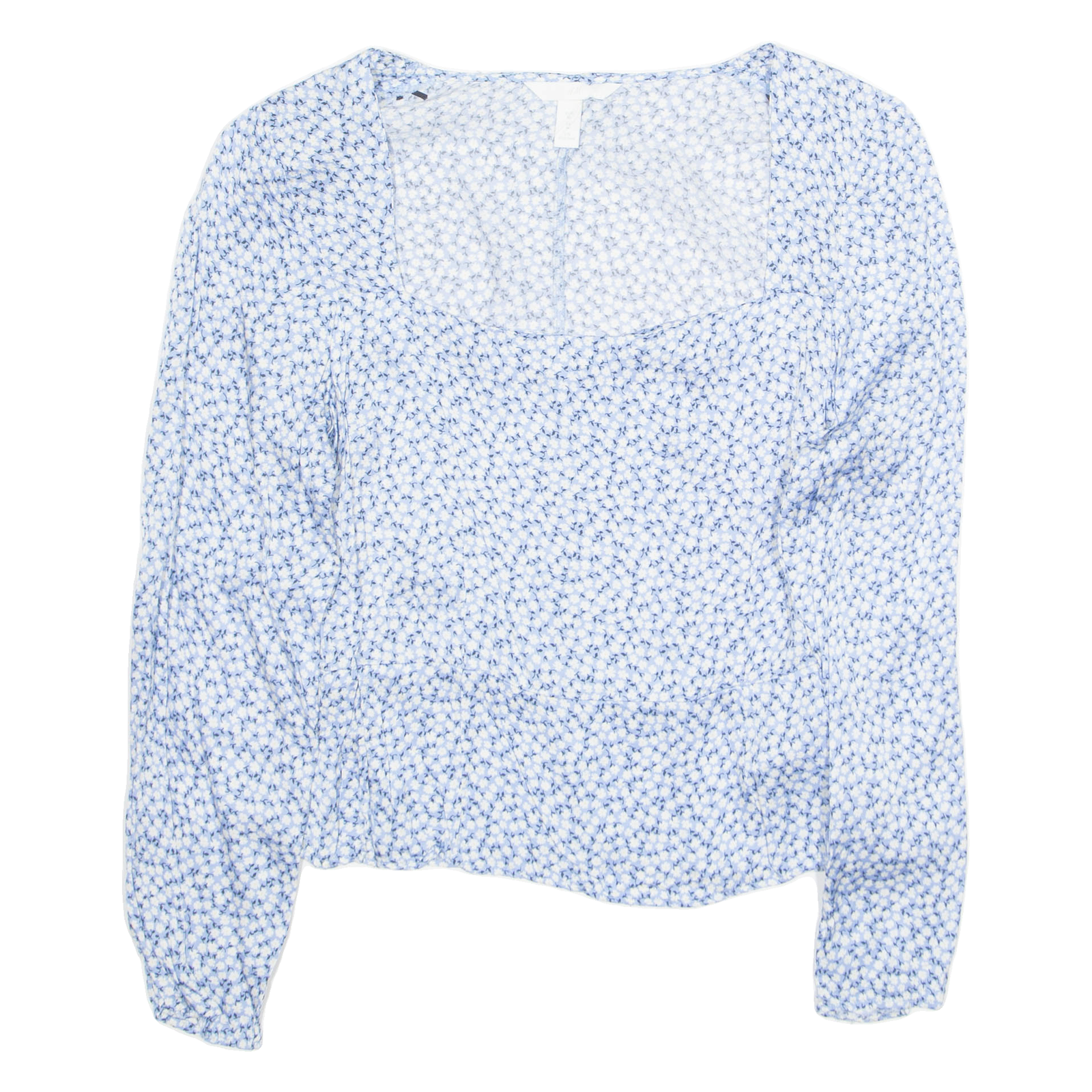 H&M Womens Printed Blouse Blue Long Sleeve Viscose Floral M Refurbished - N/A refurbished available on Cerqular