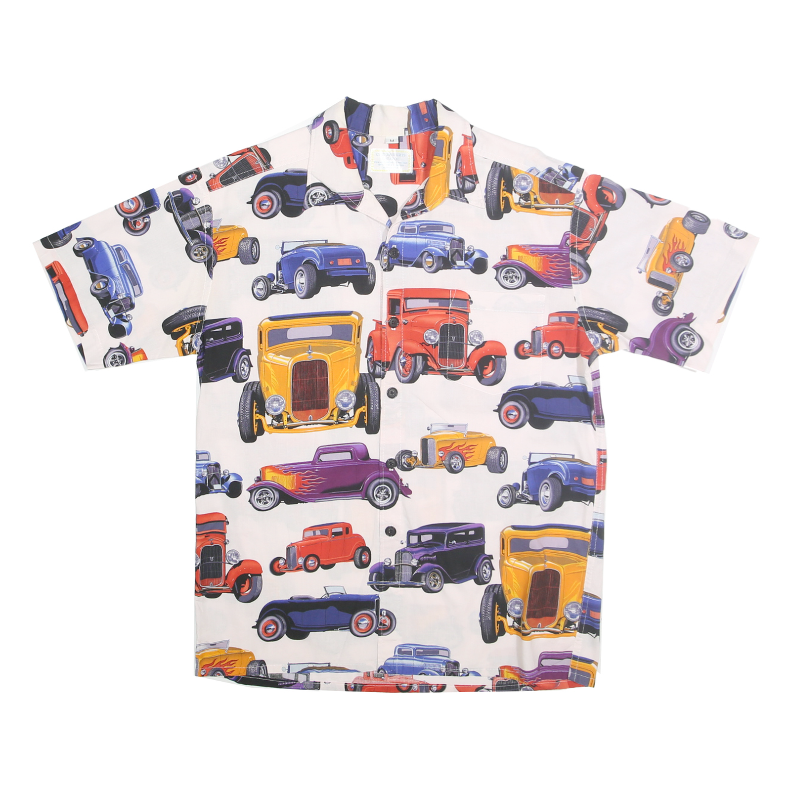 CUSTOM SHIRTS BY CAROL Mens White Cotton Short Sleeve Patterned Shirt M Vintage Refurbished - N/A refurbished available on Cerqular