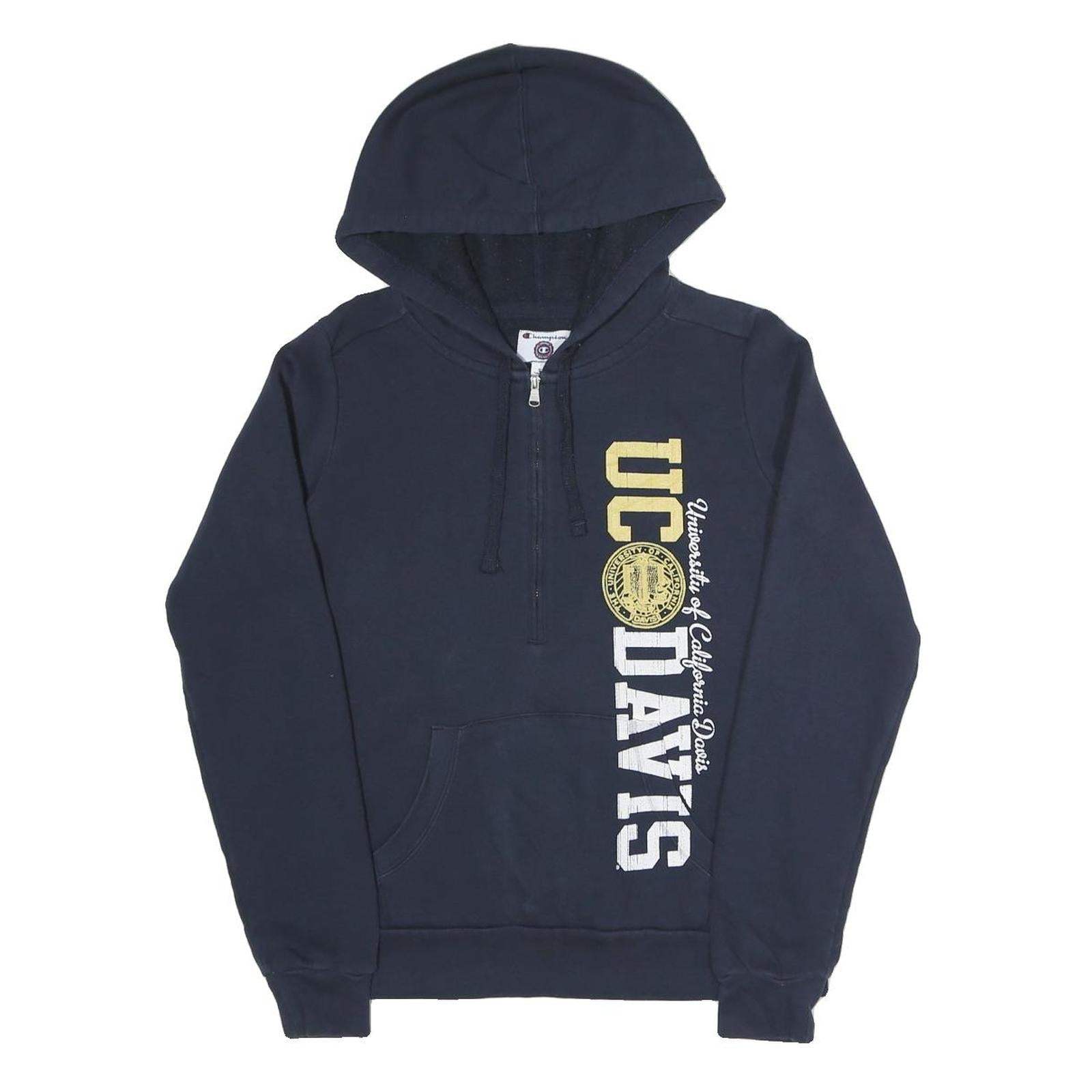 CHAMPION Womens Navy Blue University Of California Davis Half Zip Hoodie S Refurbished - N/A refurbished available on Cerqular