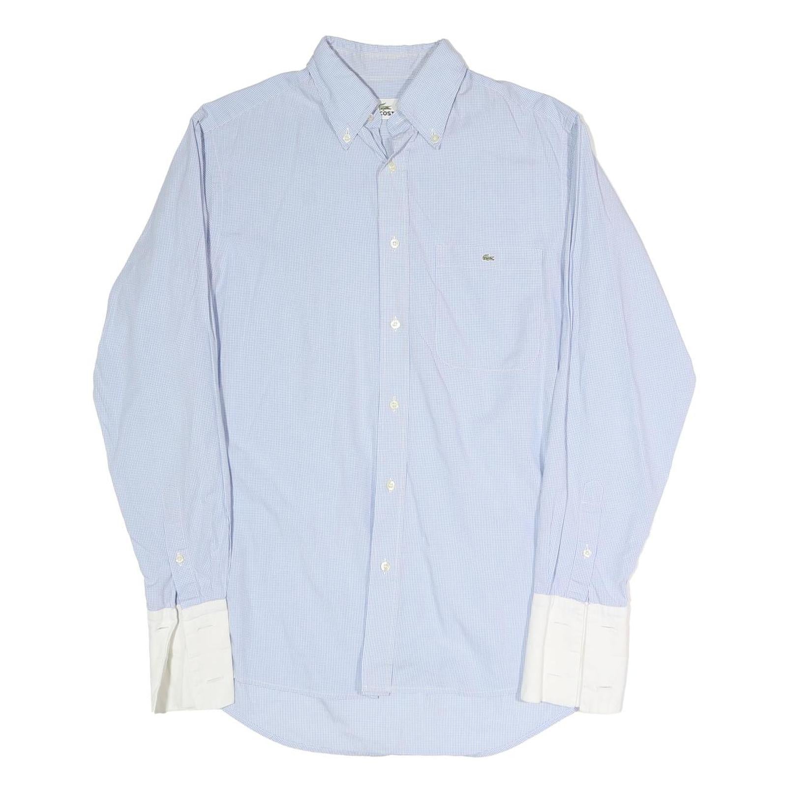 LACOSTE Mens Blue & White Button-Down Collar Cotton Blend Shirt M Classic Formal Refurbished - N/A refurbished available on Cerqular