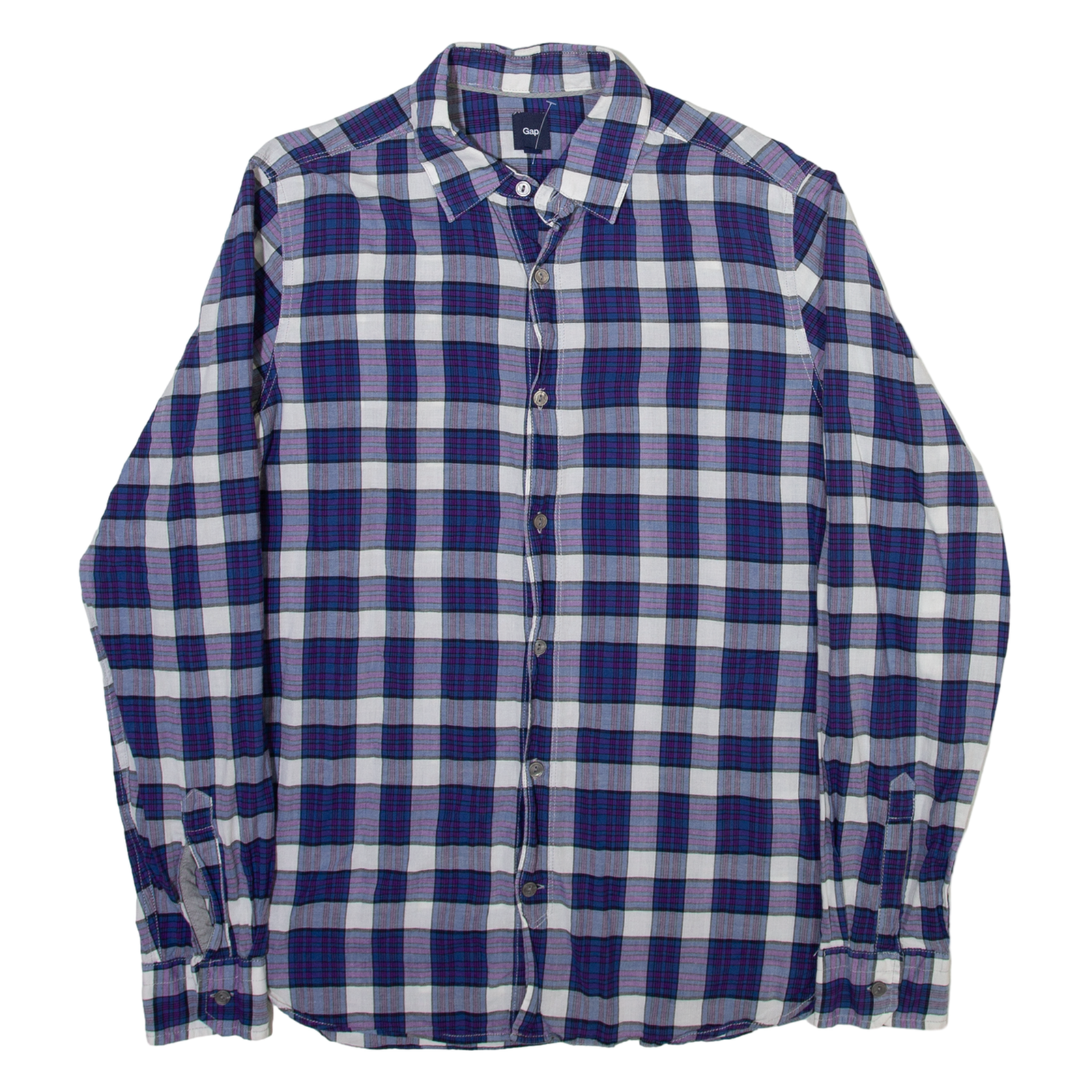 GAP Mens Shirt Blue Check Long Sleeve S Refurbished - N/A refurbished available on Cerqular