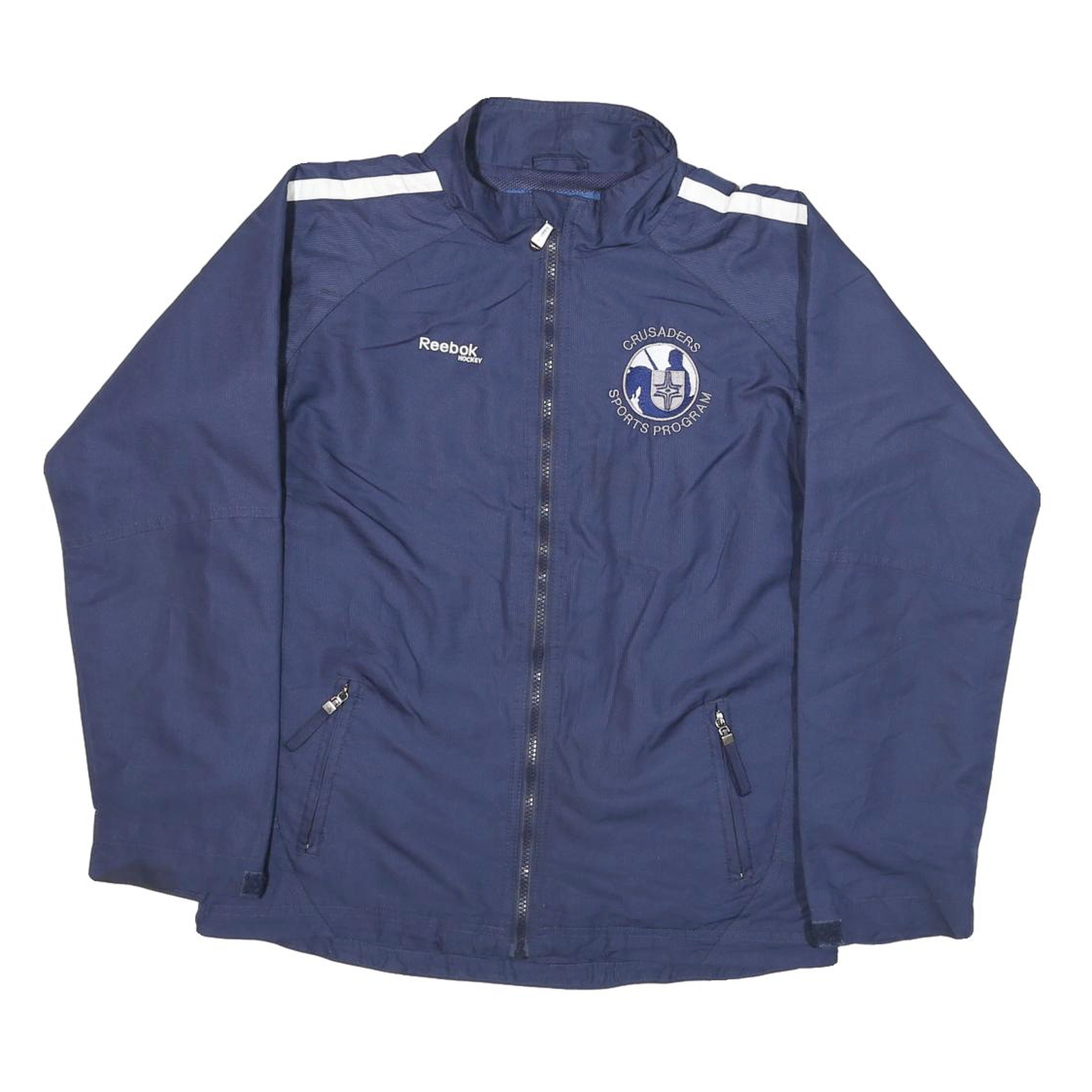 Buy REEBOK Mens Blue & White Crusaders Sports Program Track Jacket XL Polyester Refurbished - $31.19 REEBOK Mens Blue & White Crusaders Sports Program Track Jacket XL Polyester Refurbished - N/A refurbished available on Cerqular