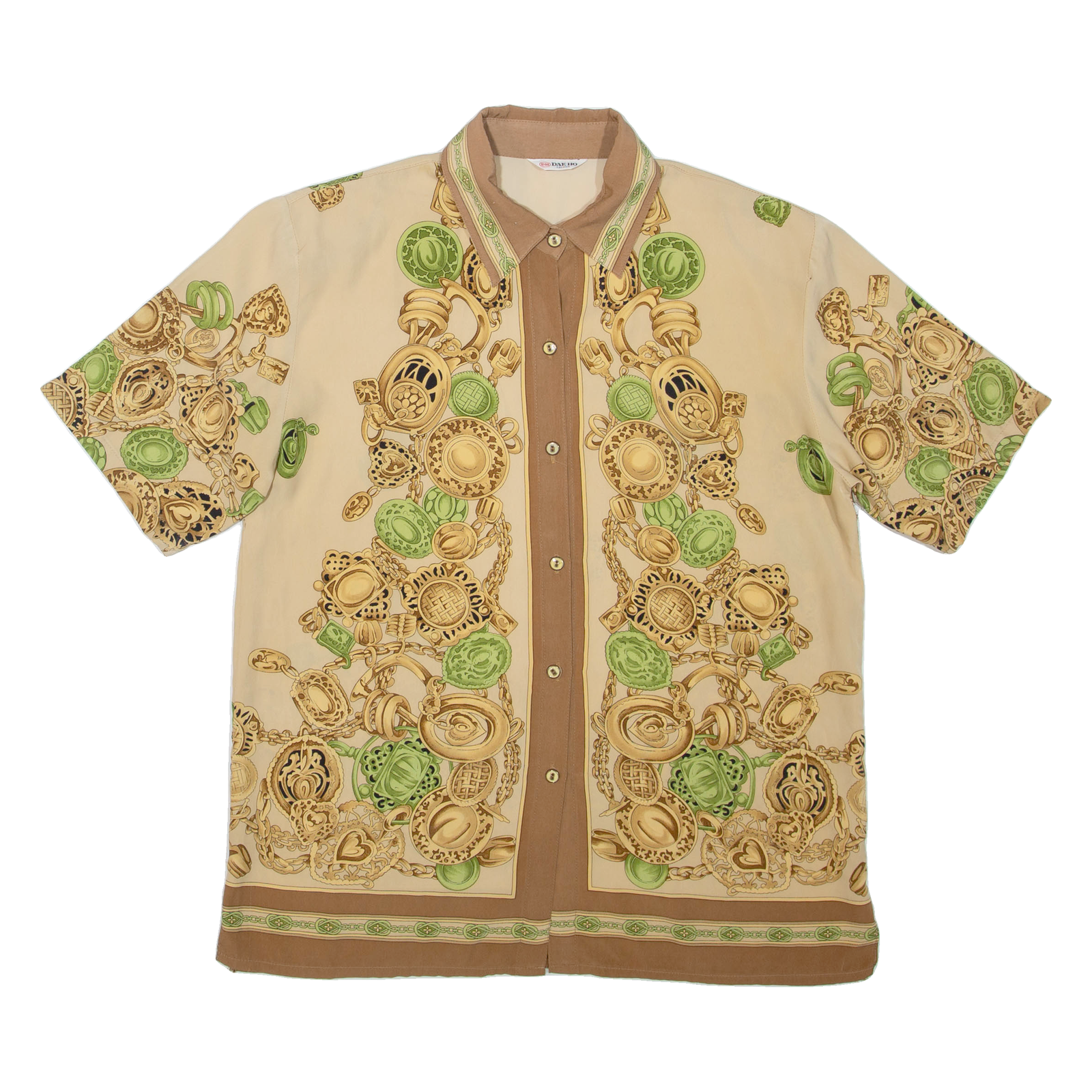 DAE HO Womens Printed Shirt Brown Collared Crazy Pattern L Refurbished - N/A refurbished available on Cerqular