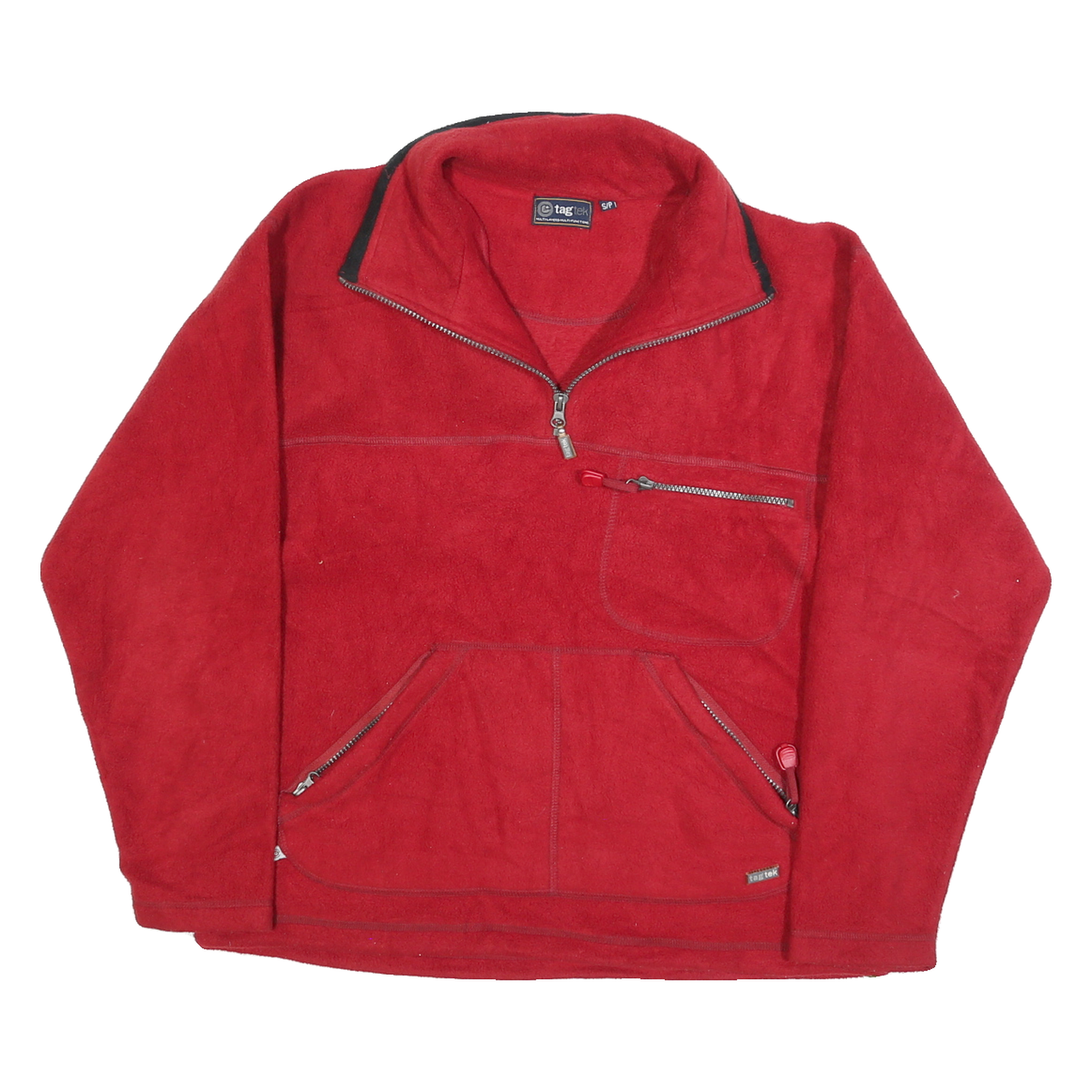 TAG TEK Mens Red Plain Pullover Crew Neck Basic Knit S Zipped Pockets Jumper Refurbished - N/A refurbished available on Cerqular