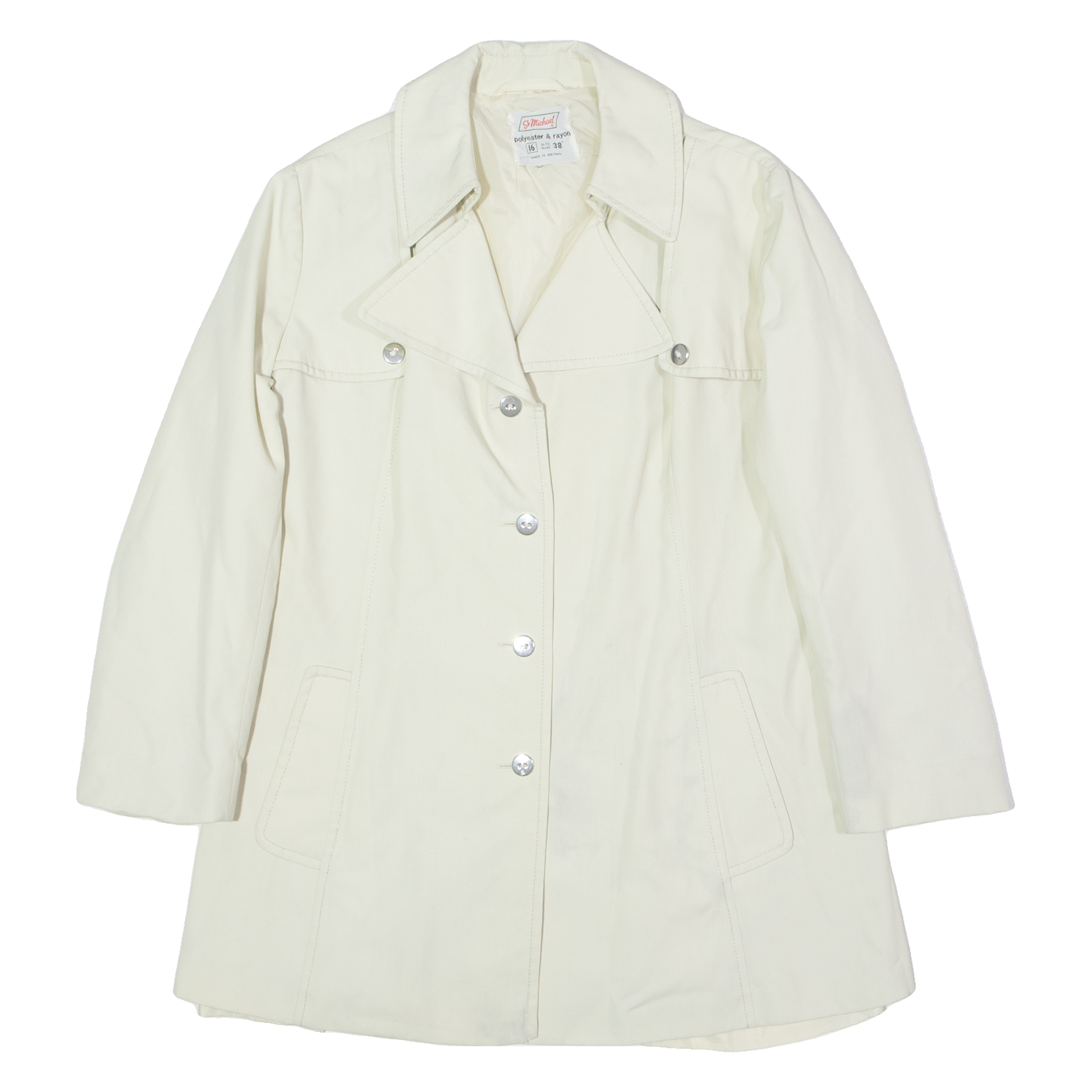 ST MICHAEL Womens Trench Coat Cream 90s UK 16 Refurbished - N/A refurbished available on Cerqular