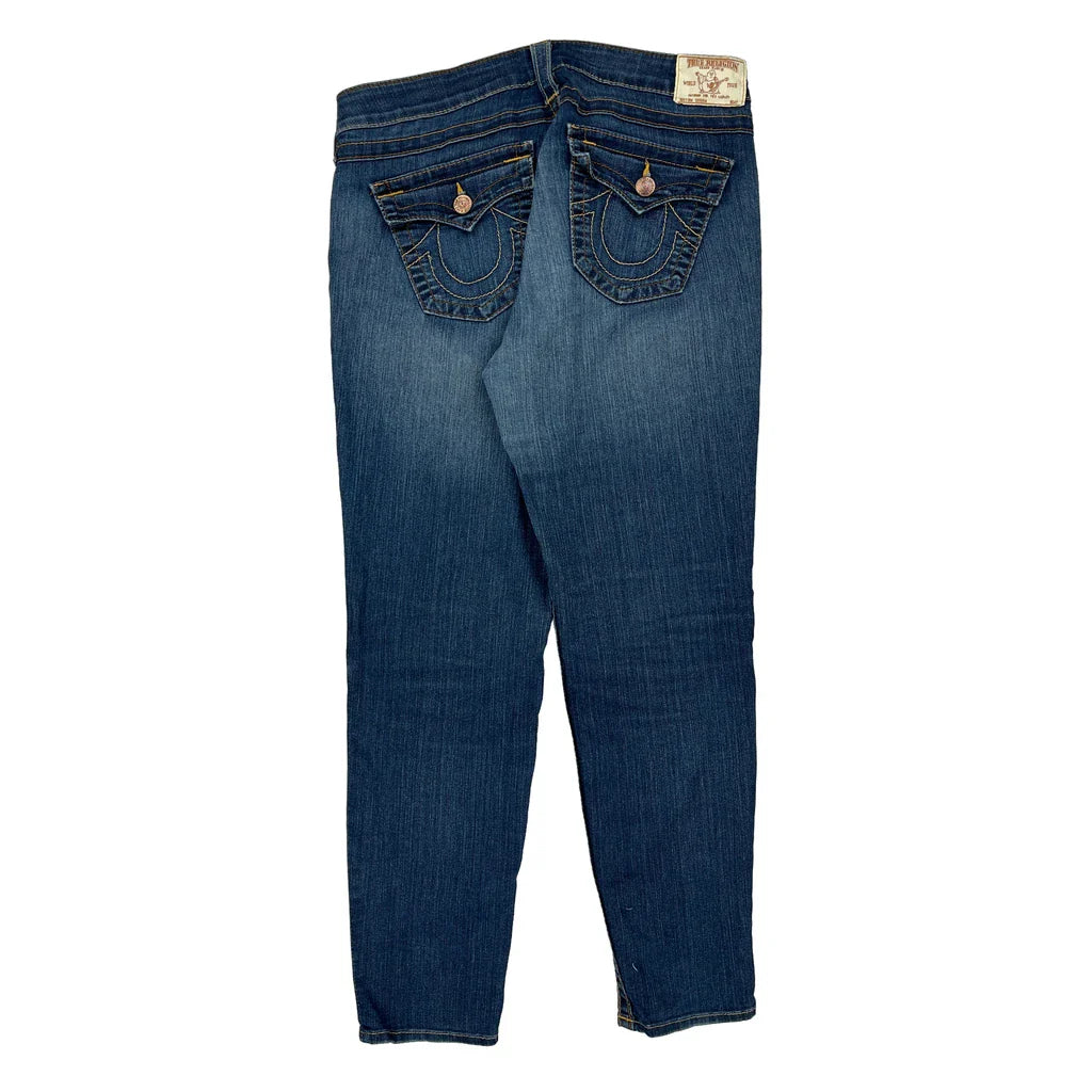 Made In Usa True Religion Skinny Jeans - 35W 30L Blue Cotton Blend Refurbished - Thrifted (note: this is a term often used to describe second- refurbished available on Cerqular