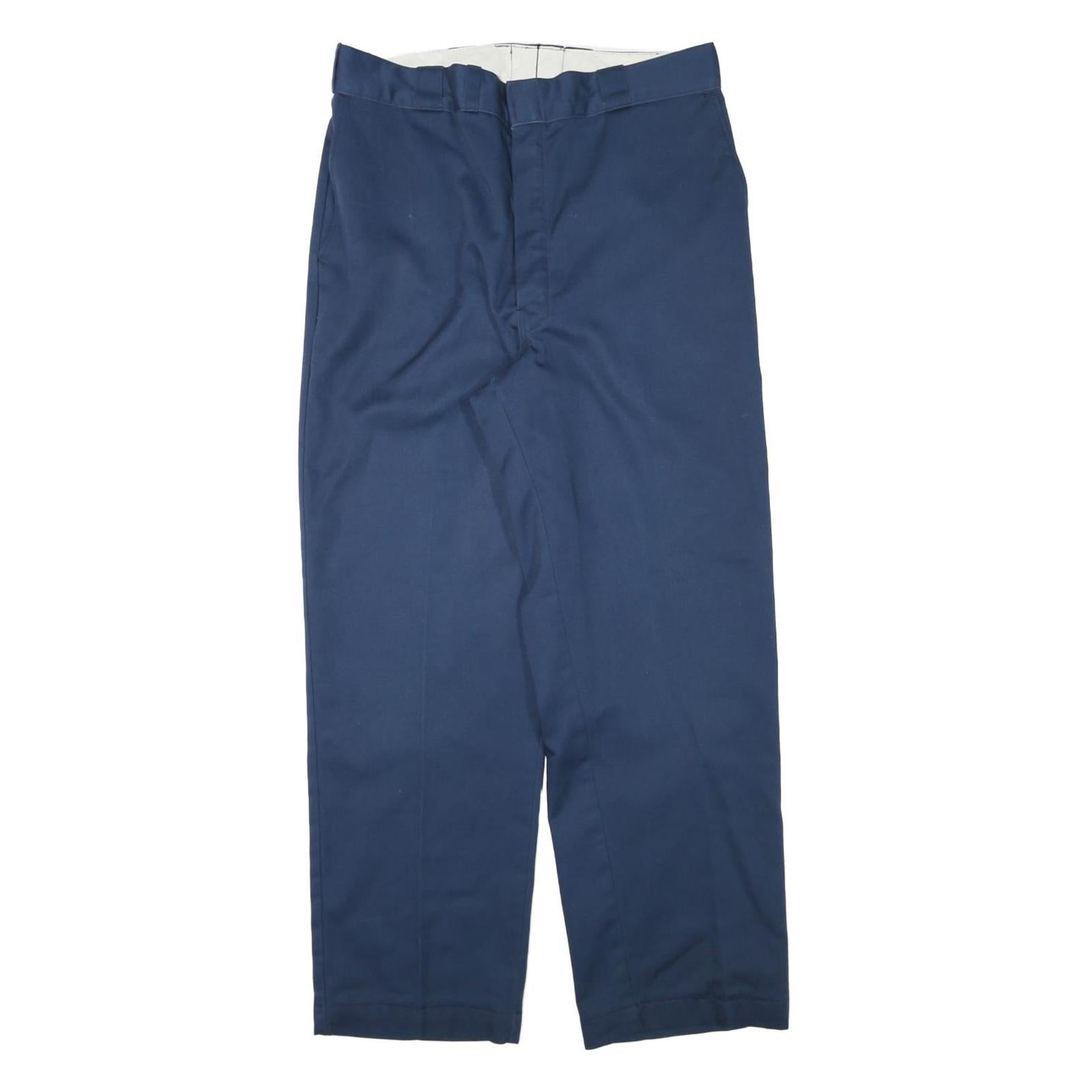 DICKIES Mens Cotton Blend Navy Relaxed Straight Trousers W34 L28 Workwear Refurbished - N/A refurbished available on Cerqular