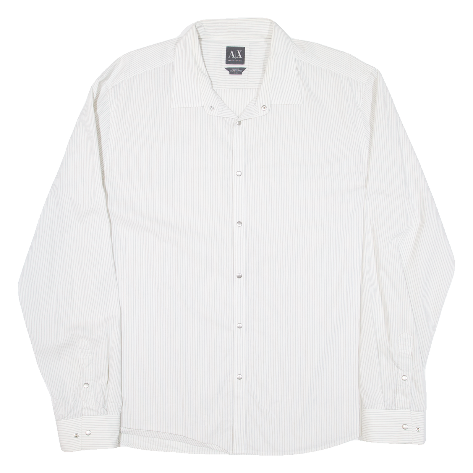 ARMANI EXCHANGE Slim Fit Mens Shirt White Striped Long Sleeve XL Refurbished - N/A refurbished available on Cerqular