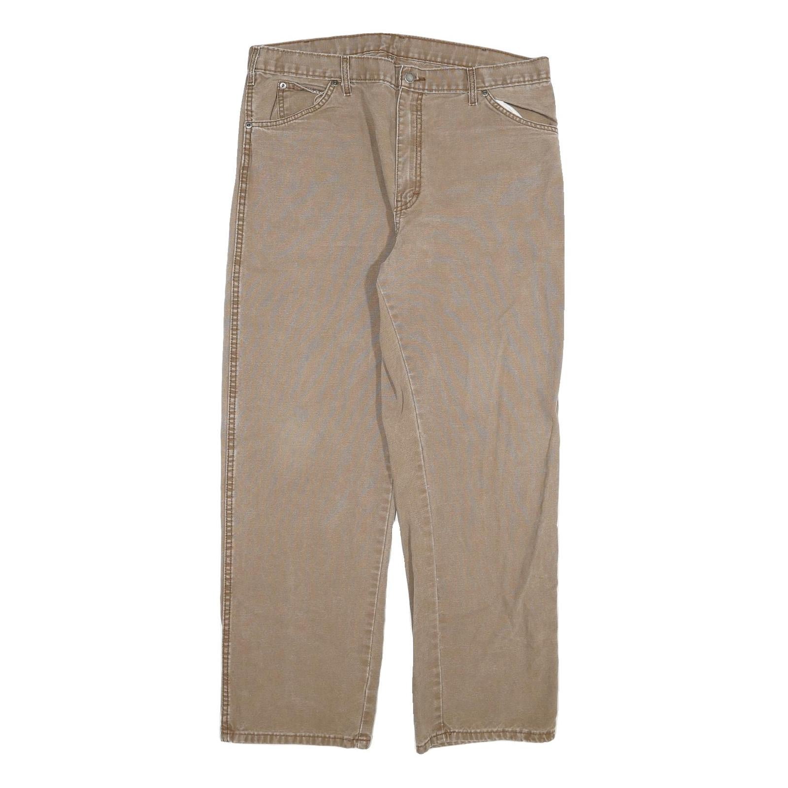 DICKIES Mens Cotton Blend Beige Regular Fit Straight Leg Trousers W38 L30 Refurbished - N/A refurbished available on Cerqular