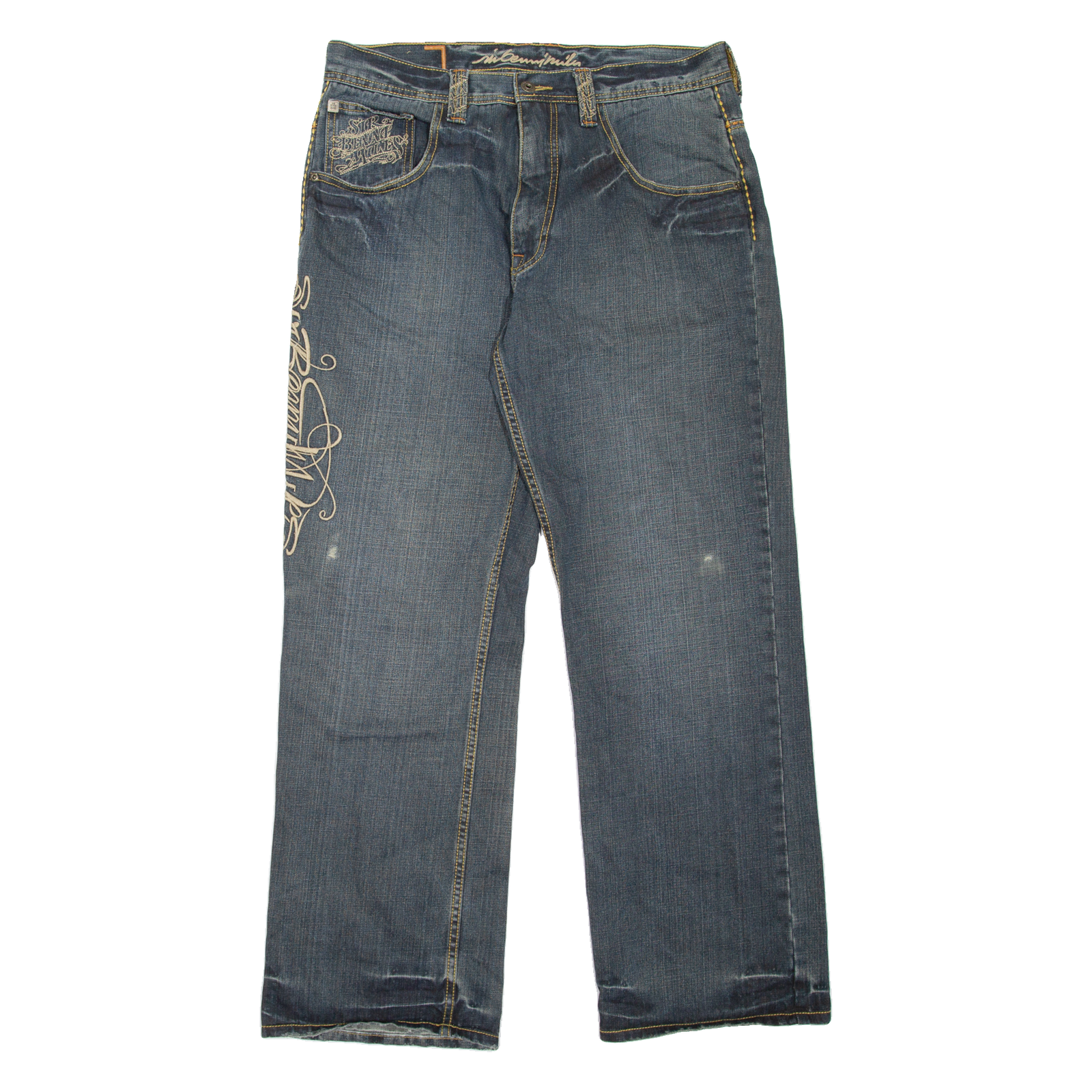 SIR BENNI MILES Mens Jeans Blue Relaxed Skinny Stone Wash W36 L32 Refurbished - N/A refurbished available on Cerqular