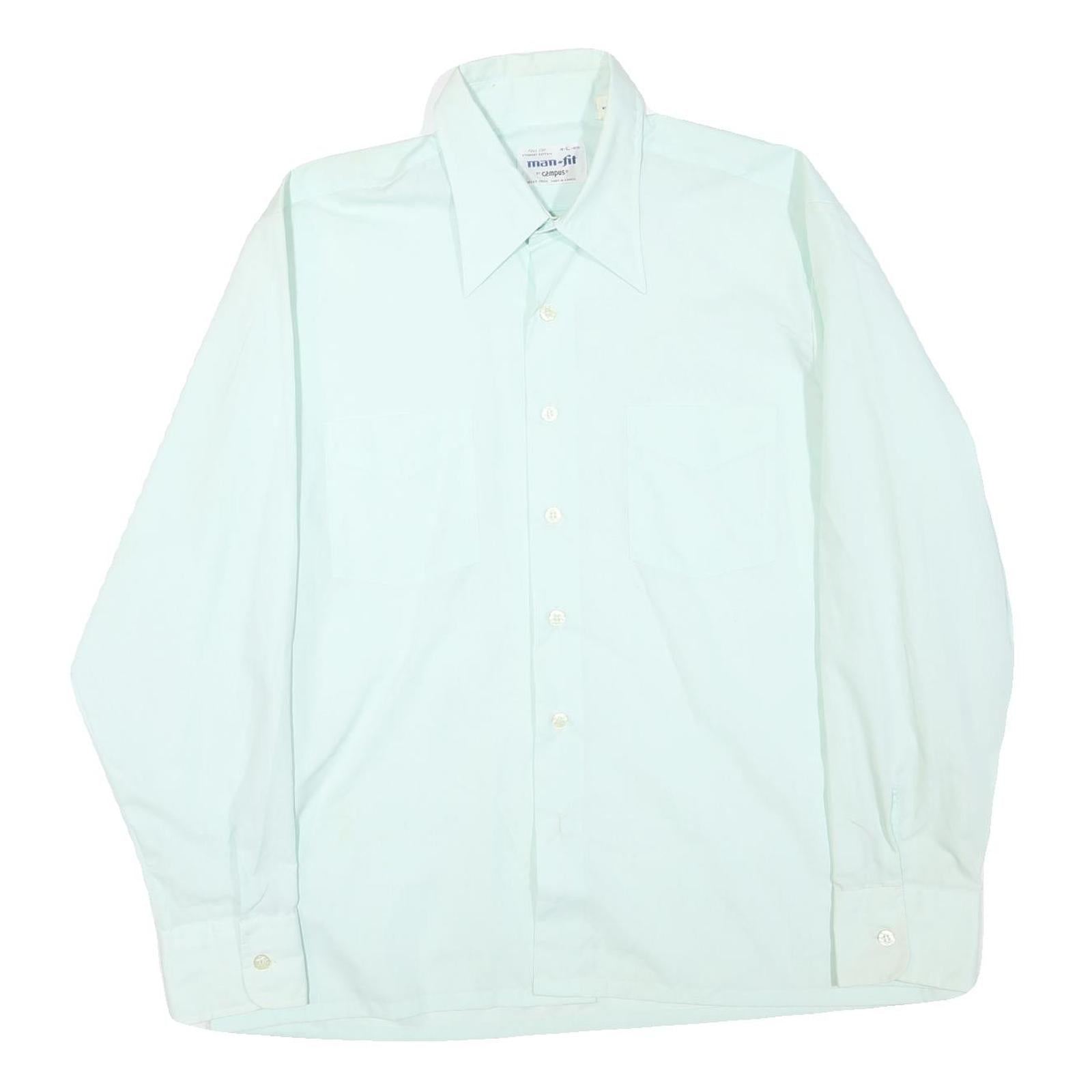 MAN-FIT Mens Light Blue Shirt L Cotton Blend Classic Collar Long Sleeve Refurbished - N/A refurbished available on Cerqular