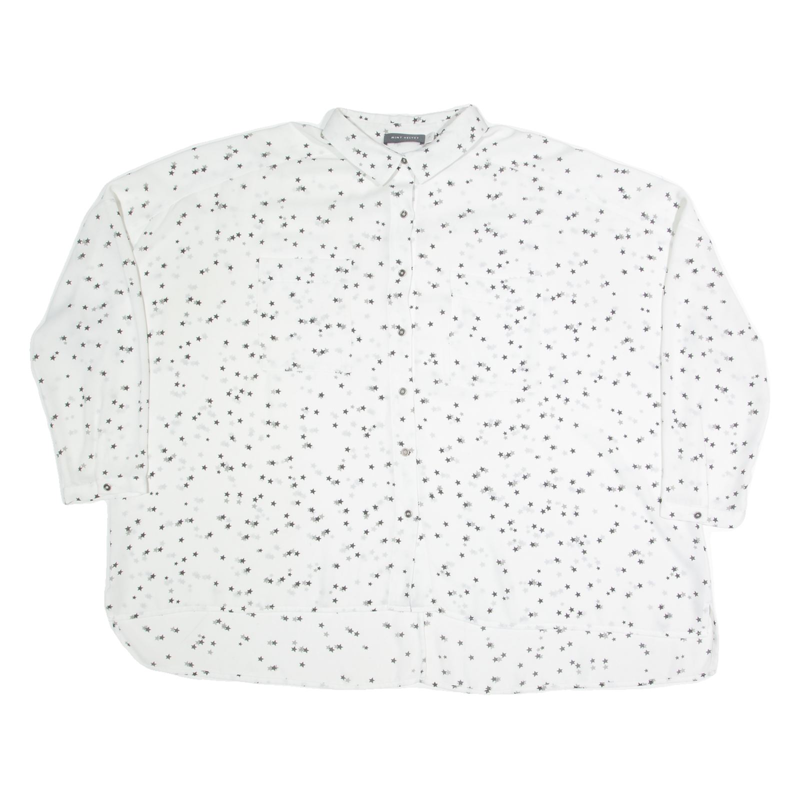 MINT VELVET Oversized Womens Shirt White Crazy Pattern 3/4 Sleeve M Refurbished - N/A refurbished available on Cerqular
