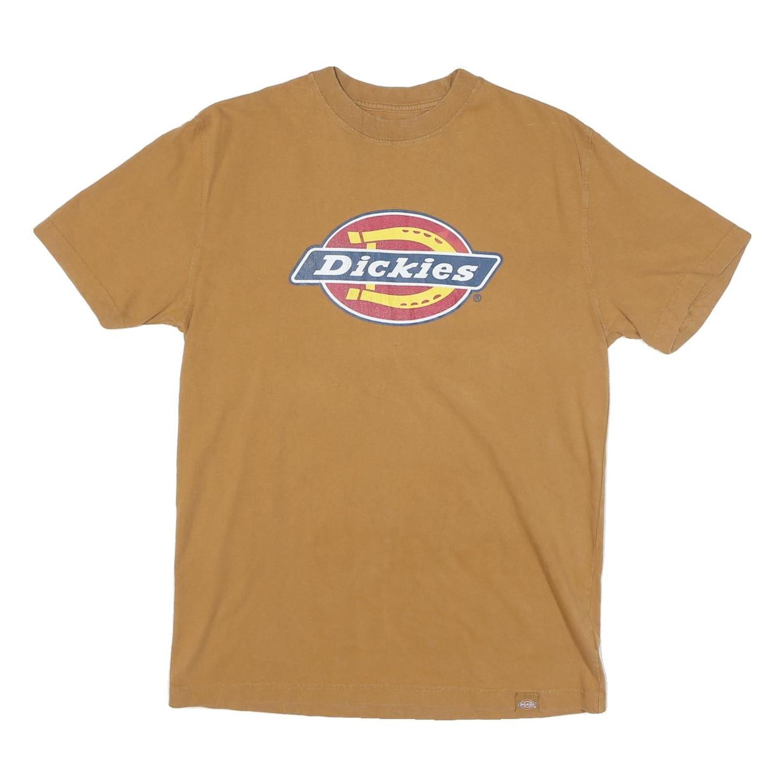 DICKIES Mens Brown Logo T-Shirt S Short Sleeve Crew Neck Cotton Blend Refurbished - N/A refurbished available on Cerqular