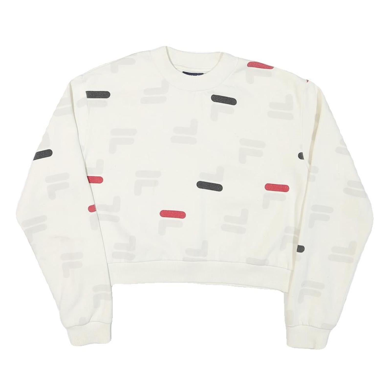 FILA Womens White & Red Crew Neck S Cotton Blend Sweatshirt Pullover Refurbished - N/A refurbished available on Cerqular