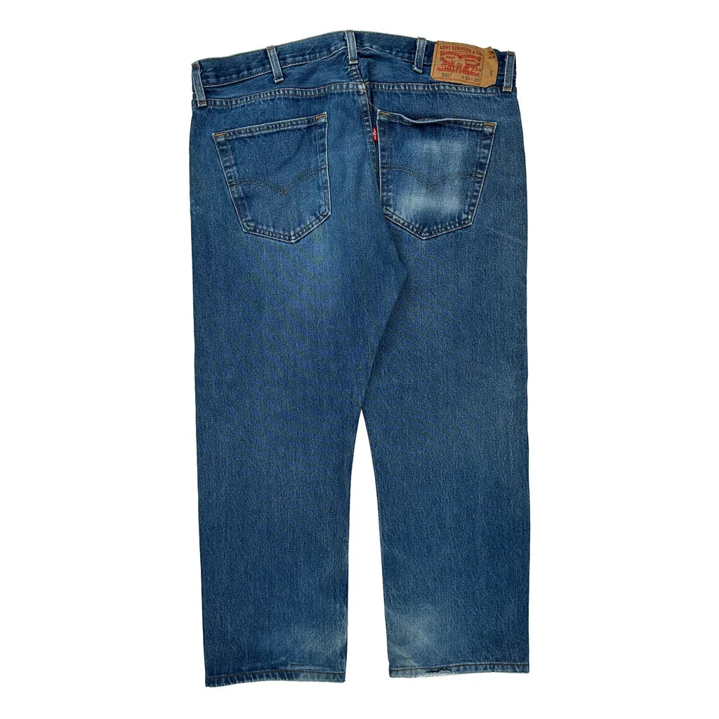 501 Levis Jeans - 38W 30L Blue Denim Refurbished - Thrifted (note: this is a term often used to describe second- refurbished available on Cerqular
