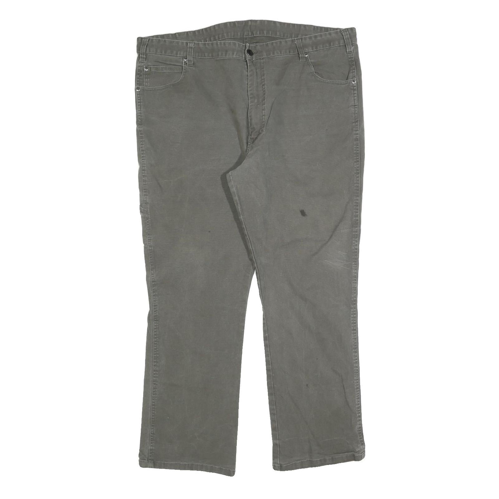 DICKIES Mens Cotton Blend Grey Regular Straight Trousers W42 L30 Workwear Zip Refurbished - N/A refurbished available on Cerqular