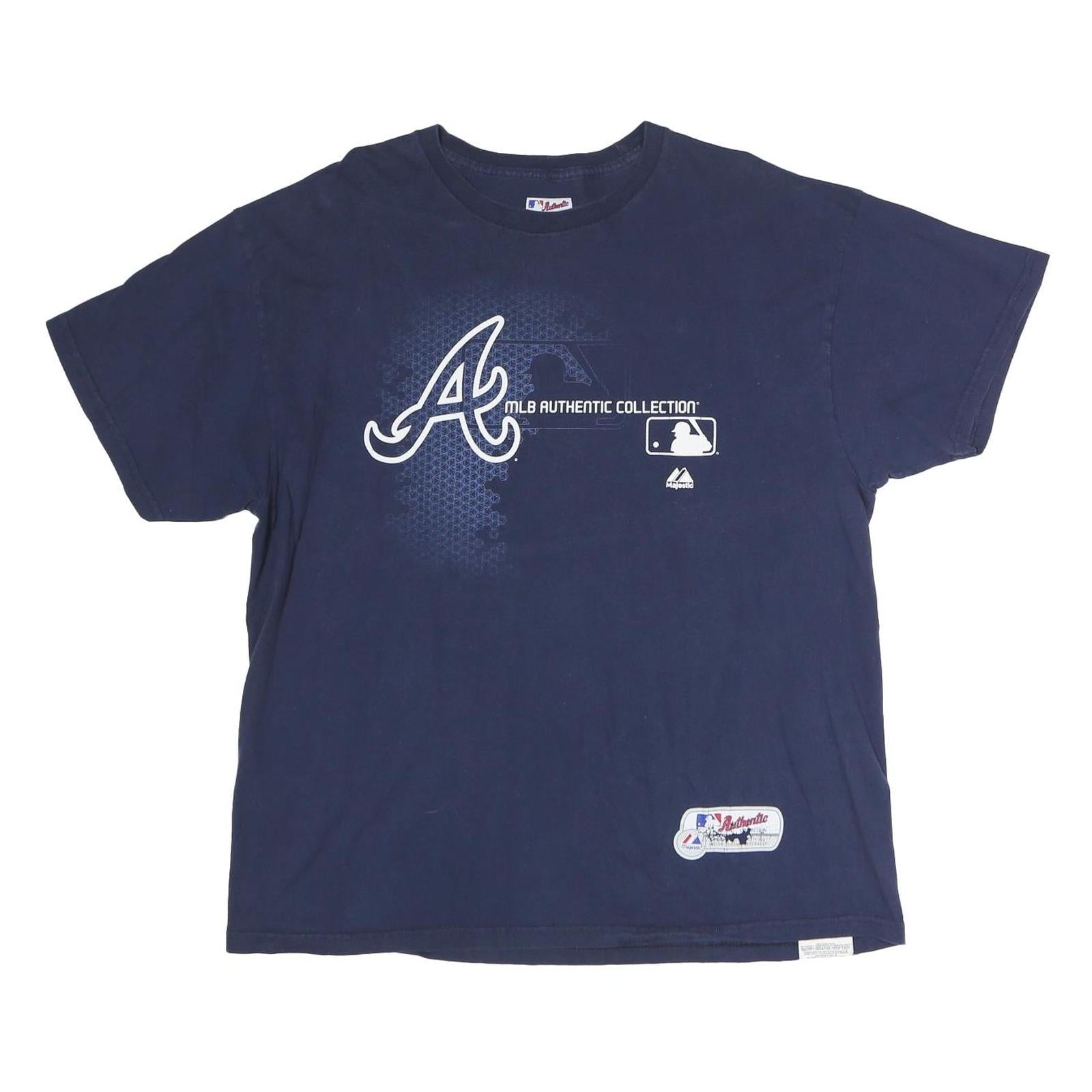 MAJESTIC Mens Blue Atlanta Braves Graphic T-Shirt XL Short Sleeve Crew Neck MLB Refurbished - N/A refurbished available on Cerqular