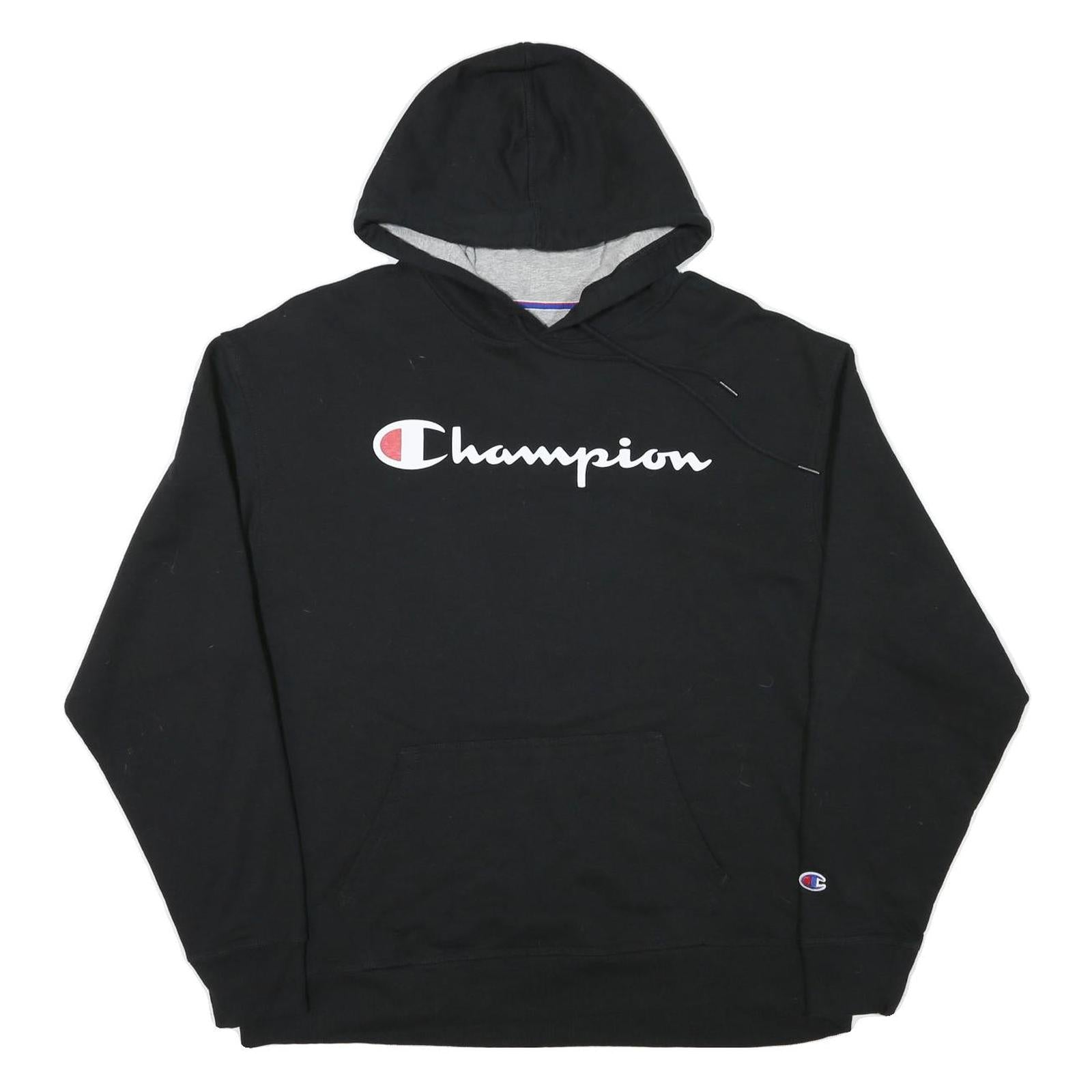 CHAMPION Mens Black Hoodie XL Cotton Blend Pullover Sweatshirt Logo Refurbished - N/A refurbished available on Cerqular