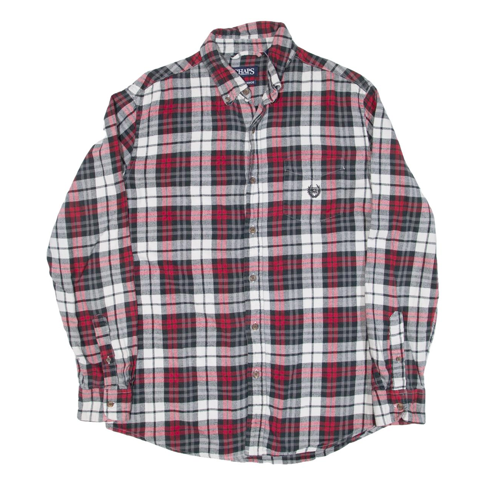 CHAPS Mens Flannel Shirt Grey Check Long Sleeve M Refurbished - N/A refurbished available on Cerqular