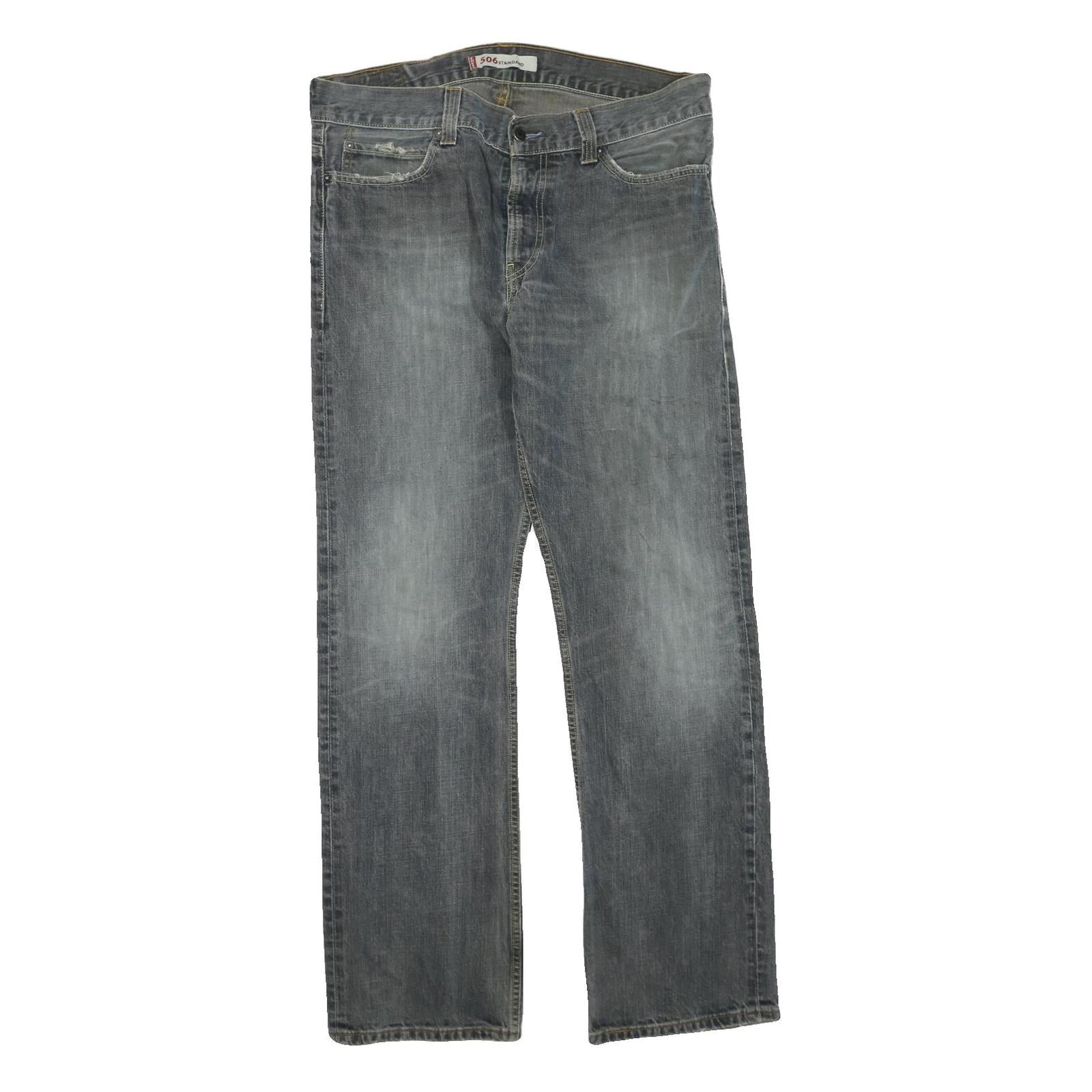LEVI'S 506 Mens Jeans Grey Regular Straight Denim Medium W35 L34 Classic Style Refurbished - N/A refurbished available on Cerqular