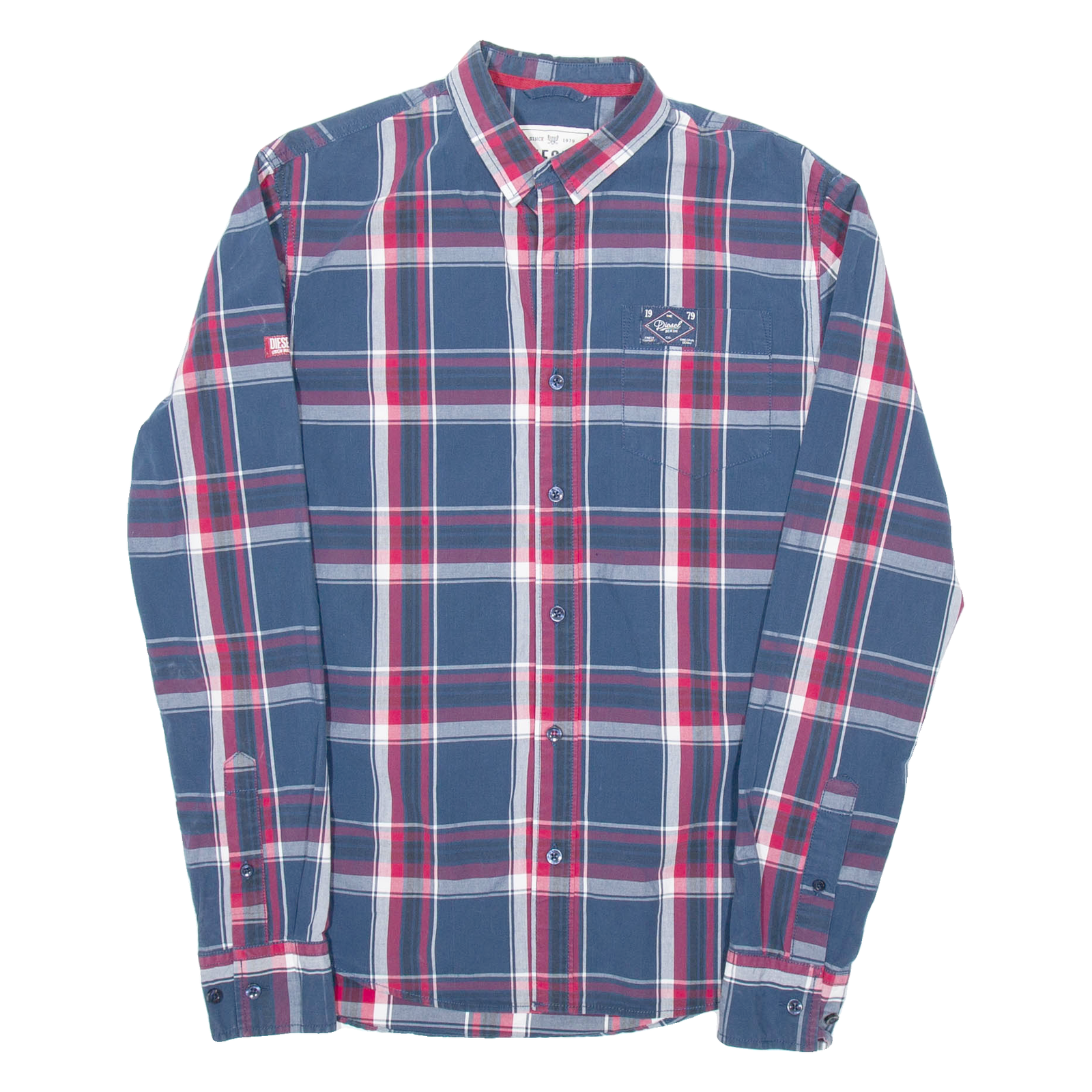 DIESEL Mens Shirt Blue Plaid Long Sleeve S Refurbished - N/A refurbished available on Cerqular