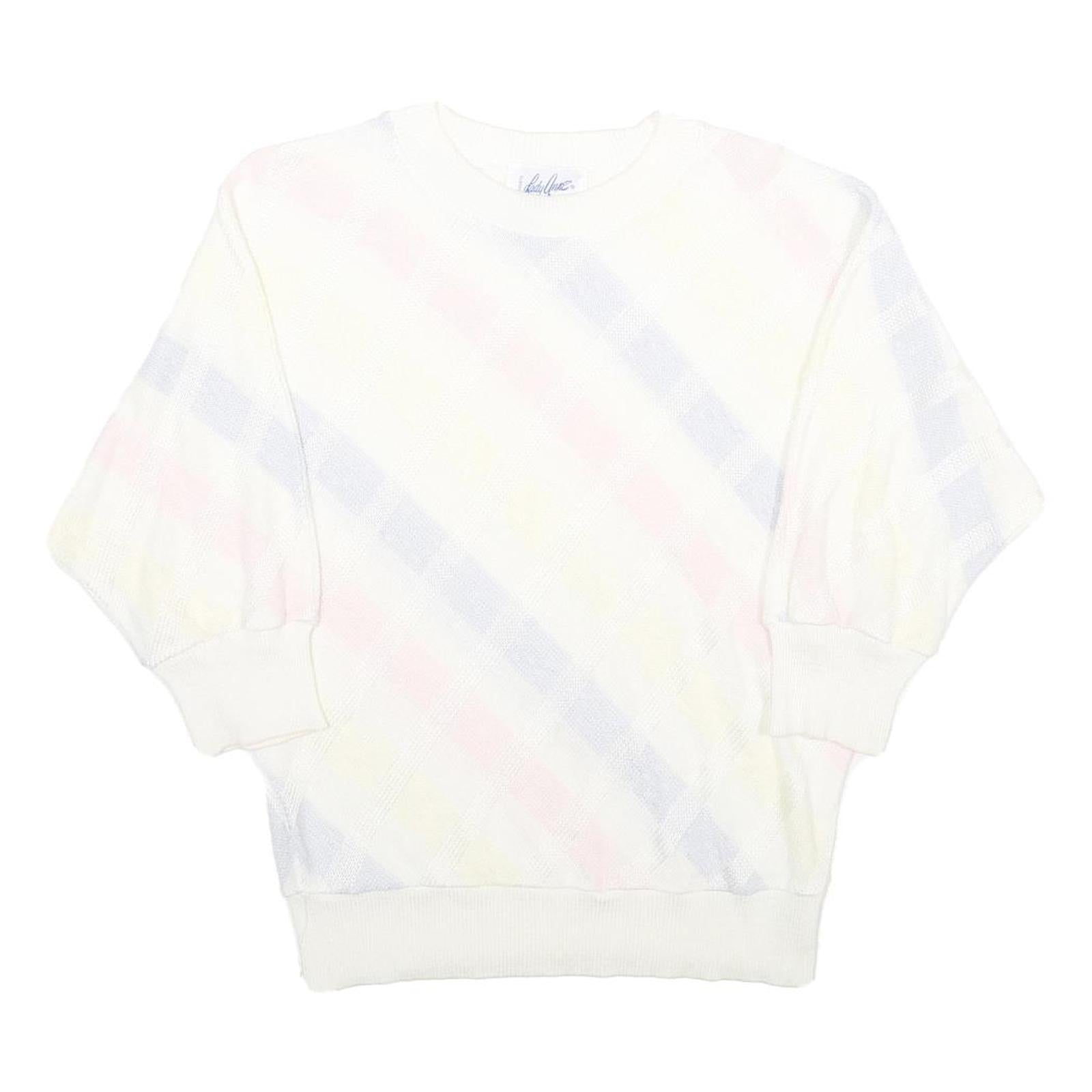 LADY ANNE Womens White Pastel Patterned Jumper Crew Neck Basic Knit L Casual Refurbished - N/A refurbished available on Cerqular