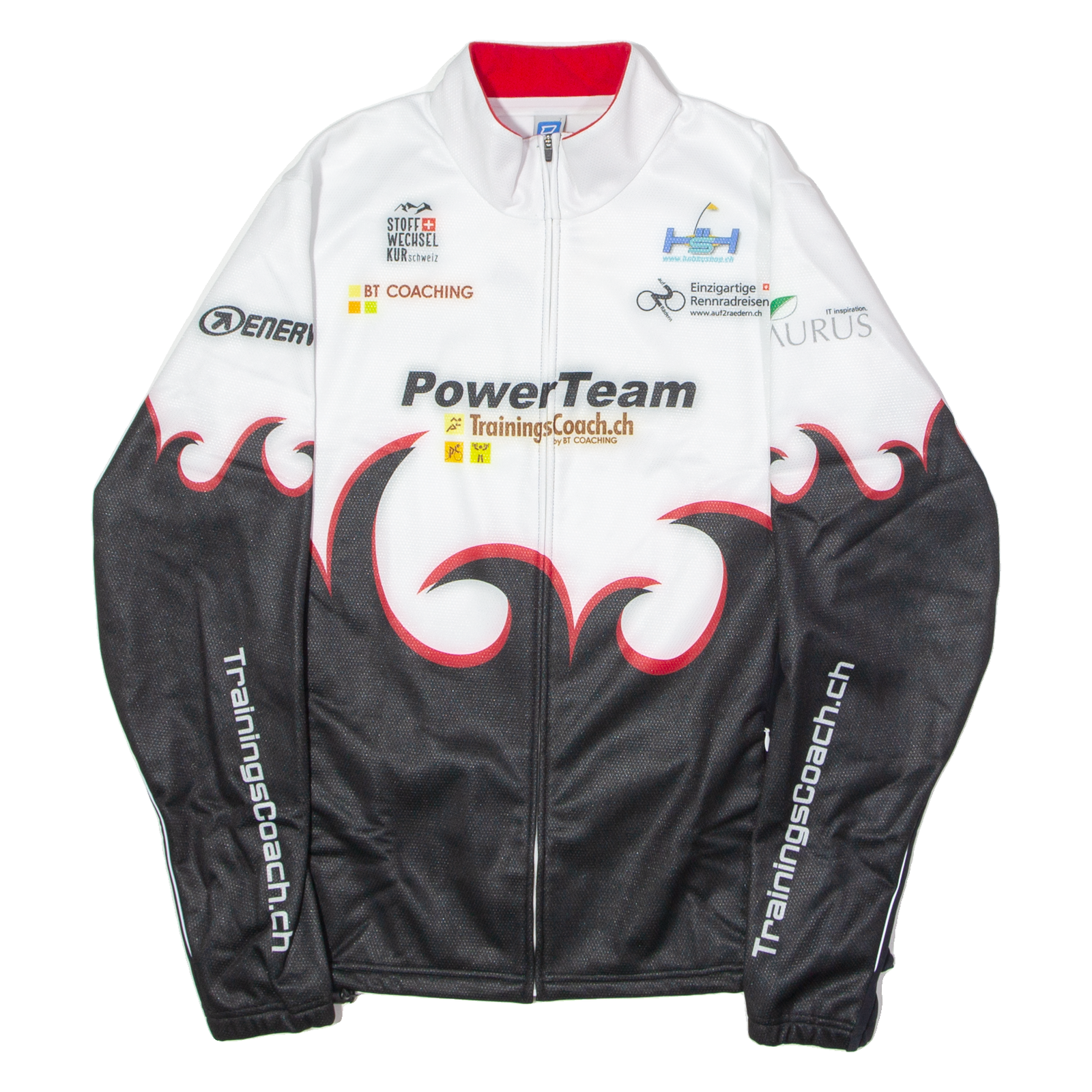 OWAYO Powerteam Swiss Cycling Mens Track Jacket White Crazy Pattern 2XL Refurbished - N/A refurbished available on Cerqular