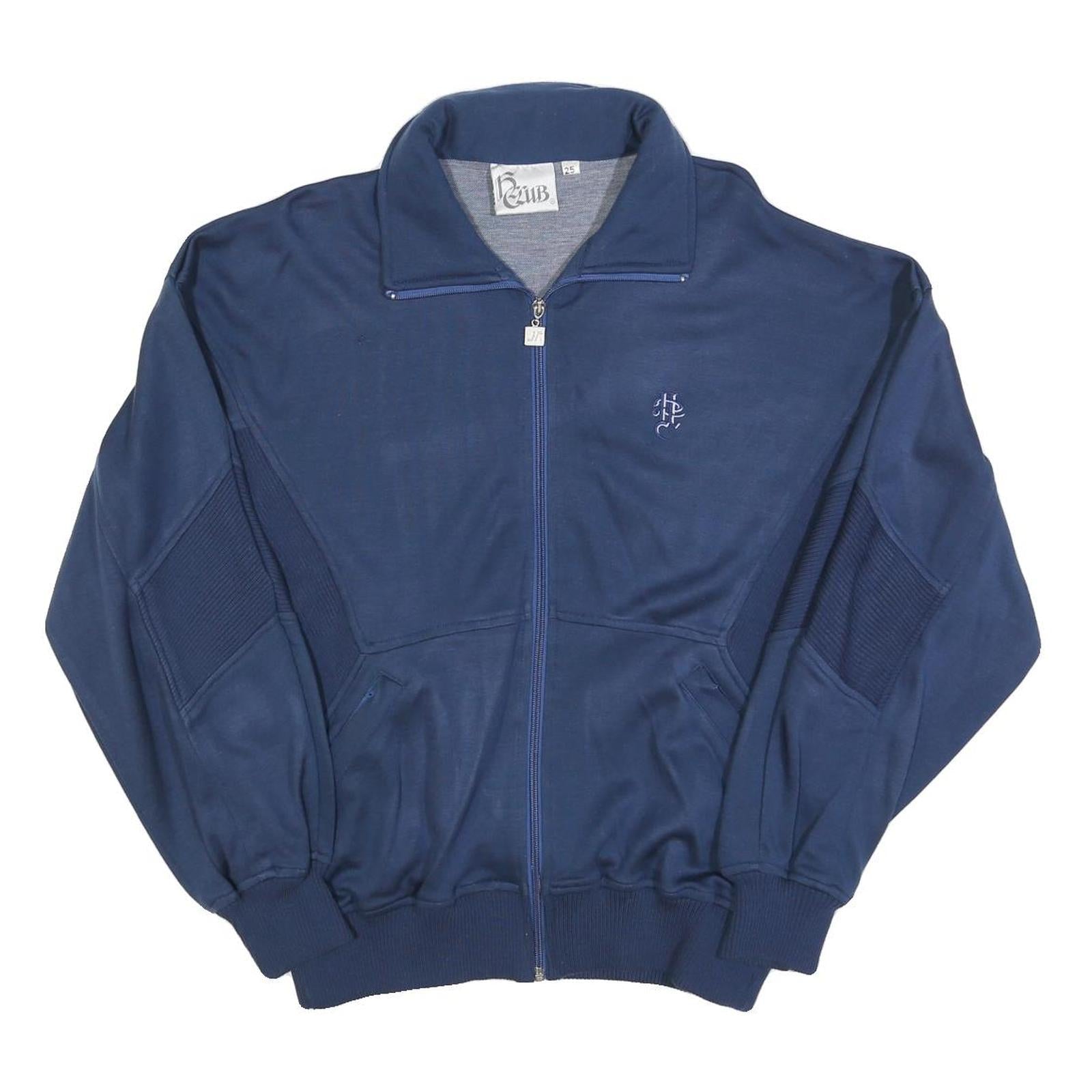 H CLUB Mens Blue Casual Jacket L Cotton Blend Plain Zip Closure Sports Leisure Refurbished - N/A refurbished available on Cerqular