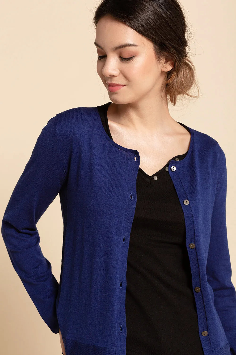 Ribbed Crew Cardigan - Marine | Size: XS Refurbished - N/A refurbished available on Cerqular