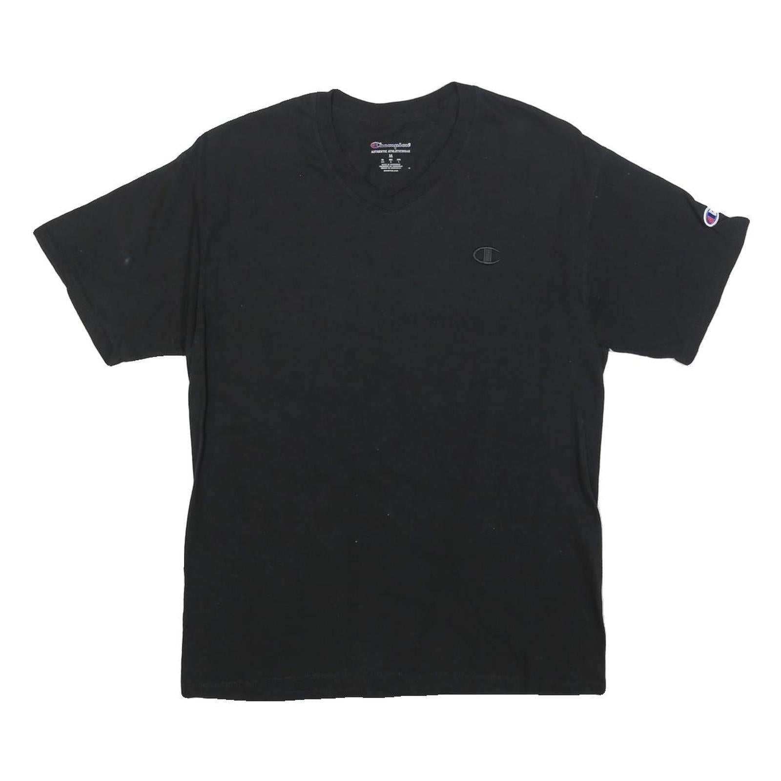 CHAMPION Mens Black V-Neck T-Shirt Short Sleeve Cotton Blend M Refurbished - N/A refurbished available on Cerqular